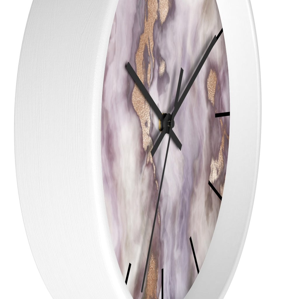 Marble Print, Lavender Wood Wall Clock 10"