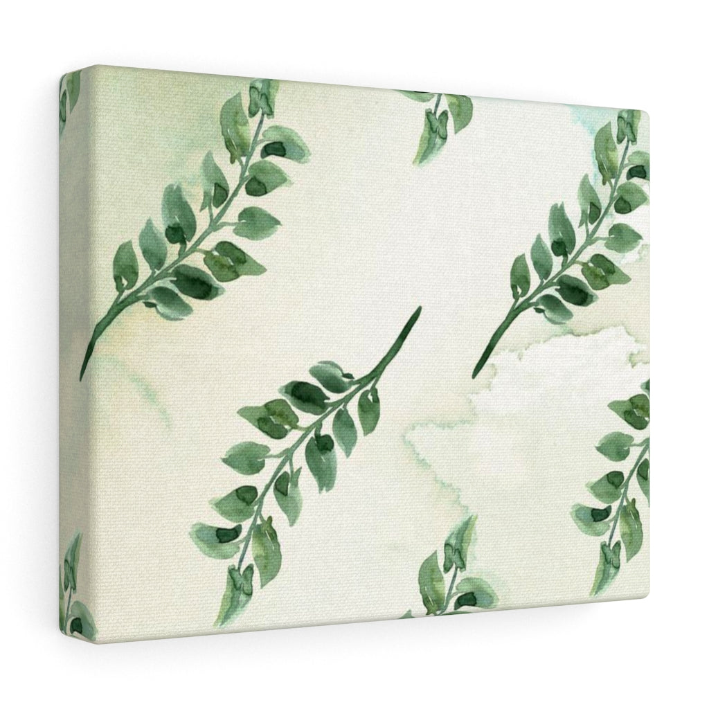 FLORAL WALL CANVAS ART | White Green Leaves