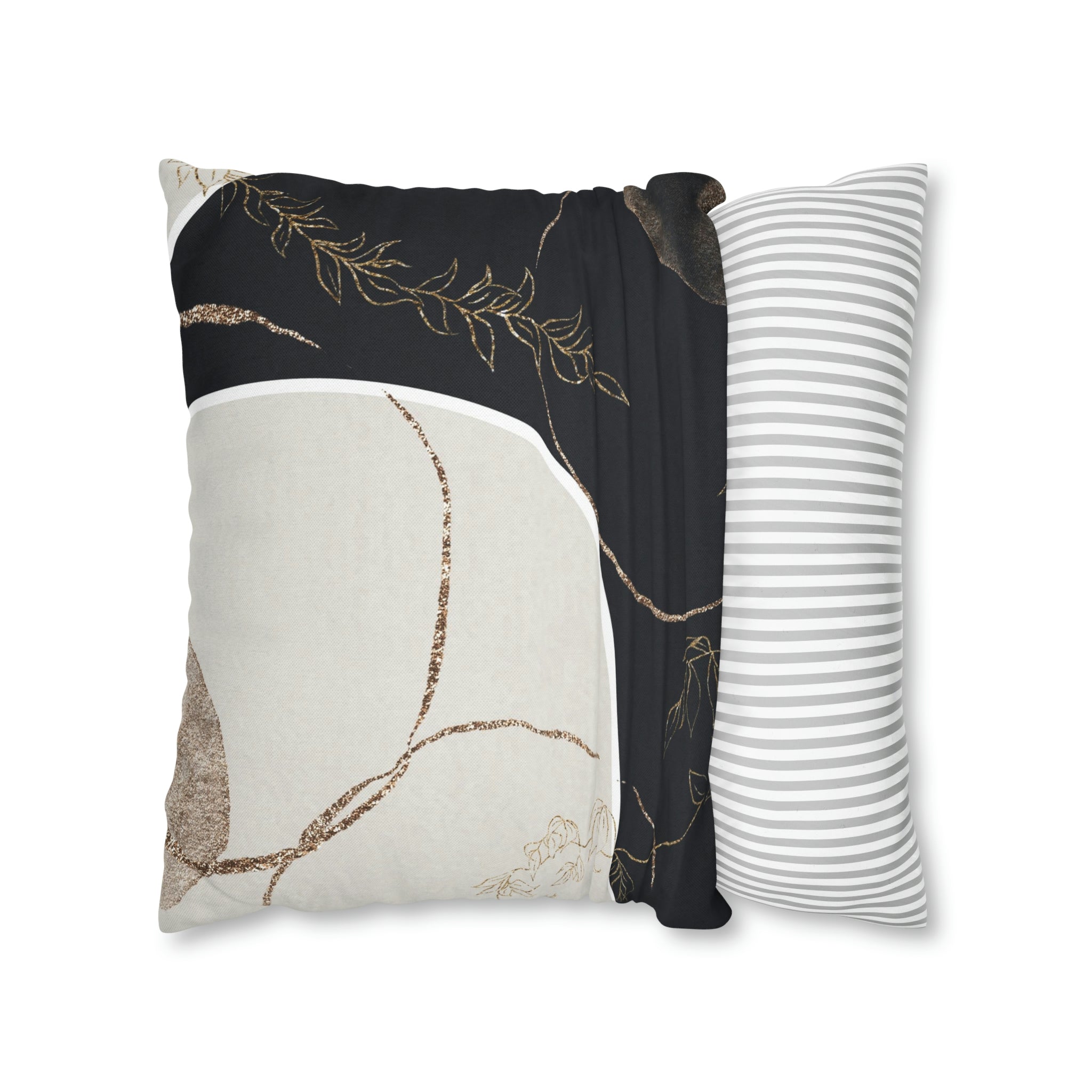 Abstract Boho Pillow Cover | Black Cream Beige