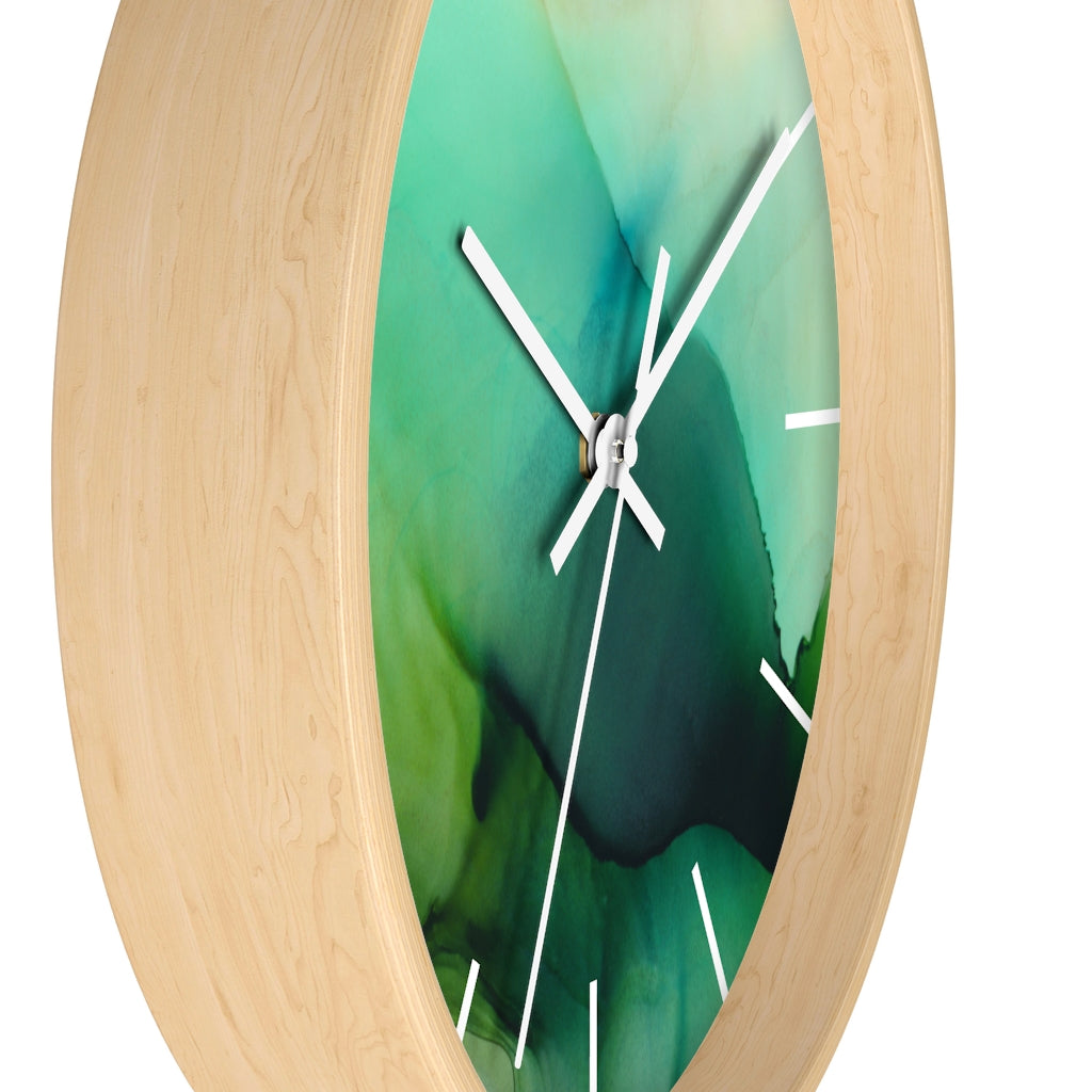 Wood Wall Clock, Green Ombre 10"