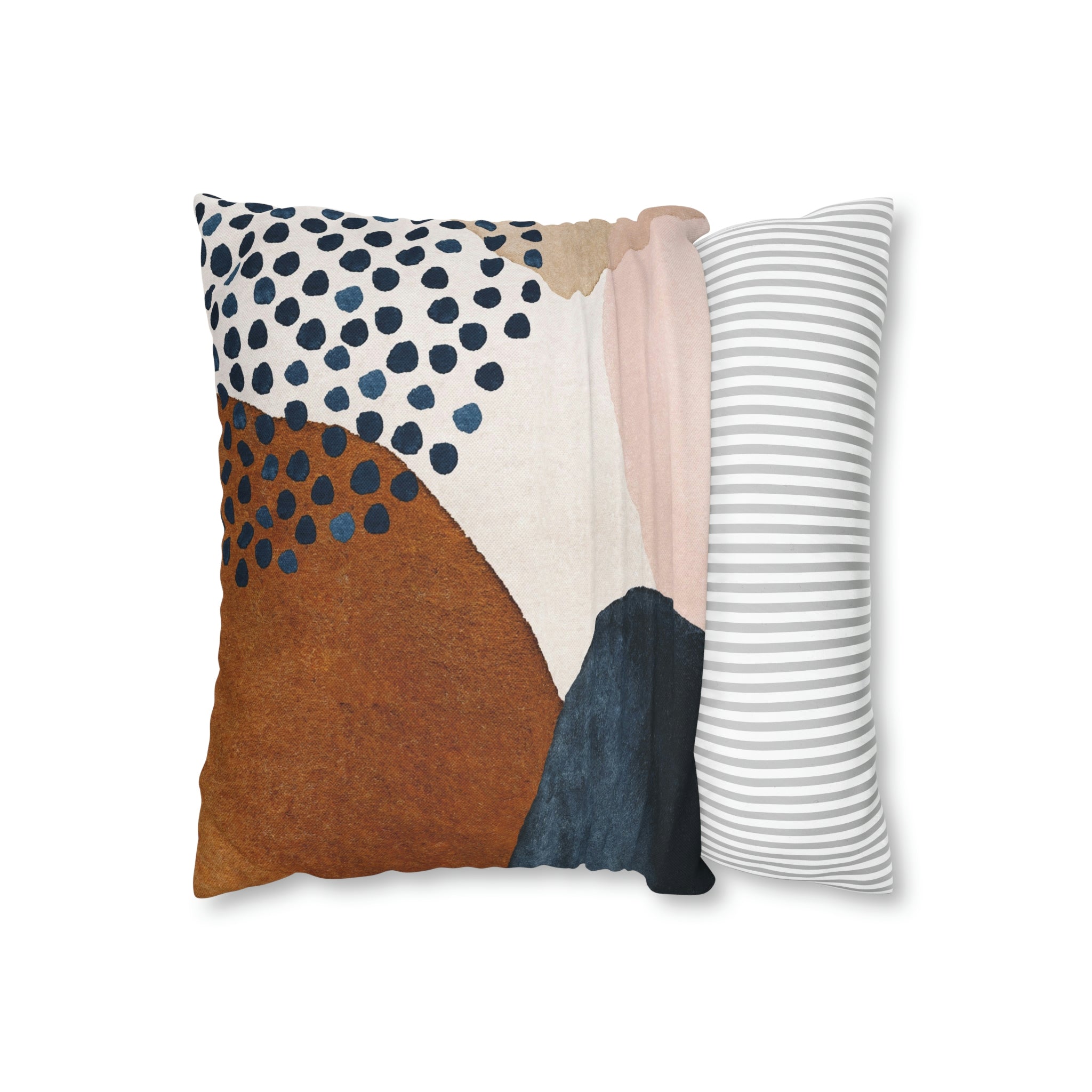 Abstract Boho Pillow Cover | Navy Blue Rustic Pink Blush Cream Gold