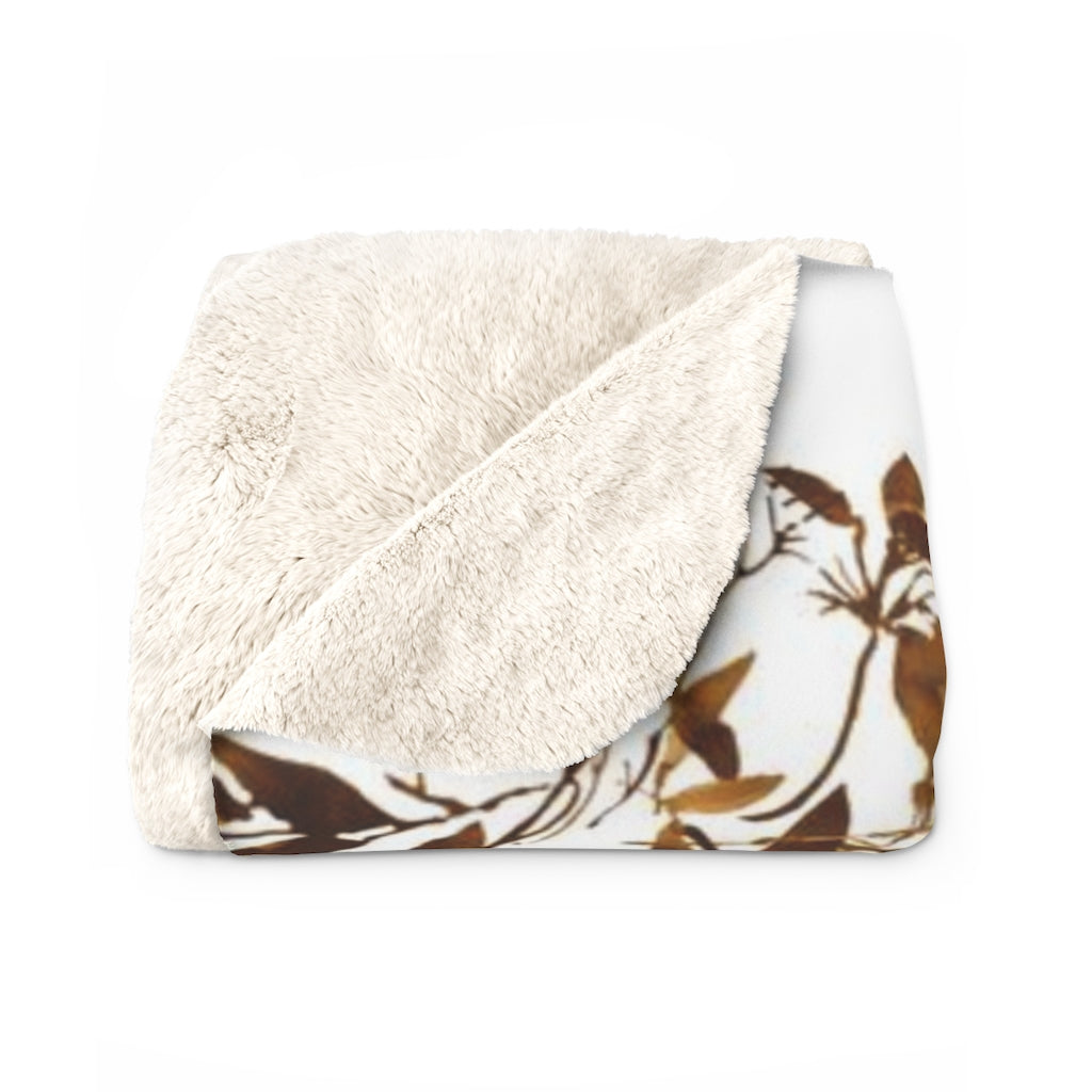 Floral Boho Comfy Blanket | Sienna Brown Leaves