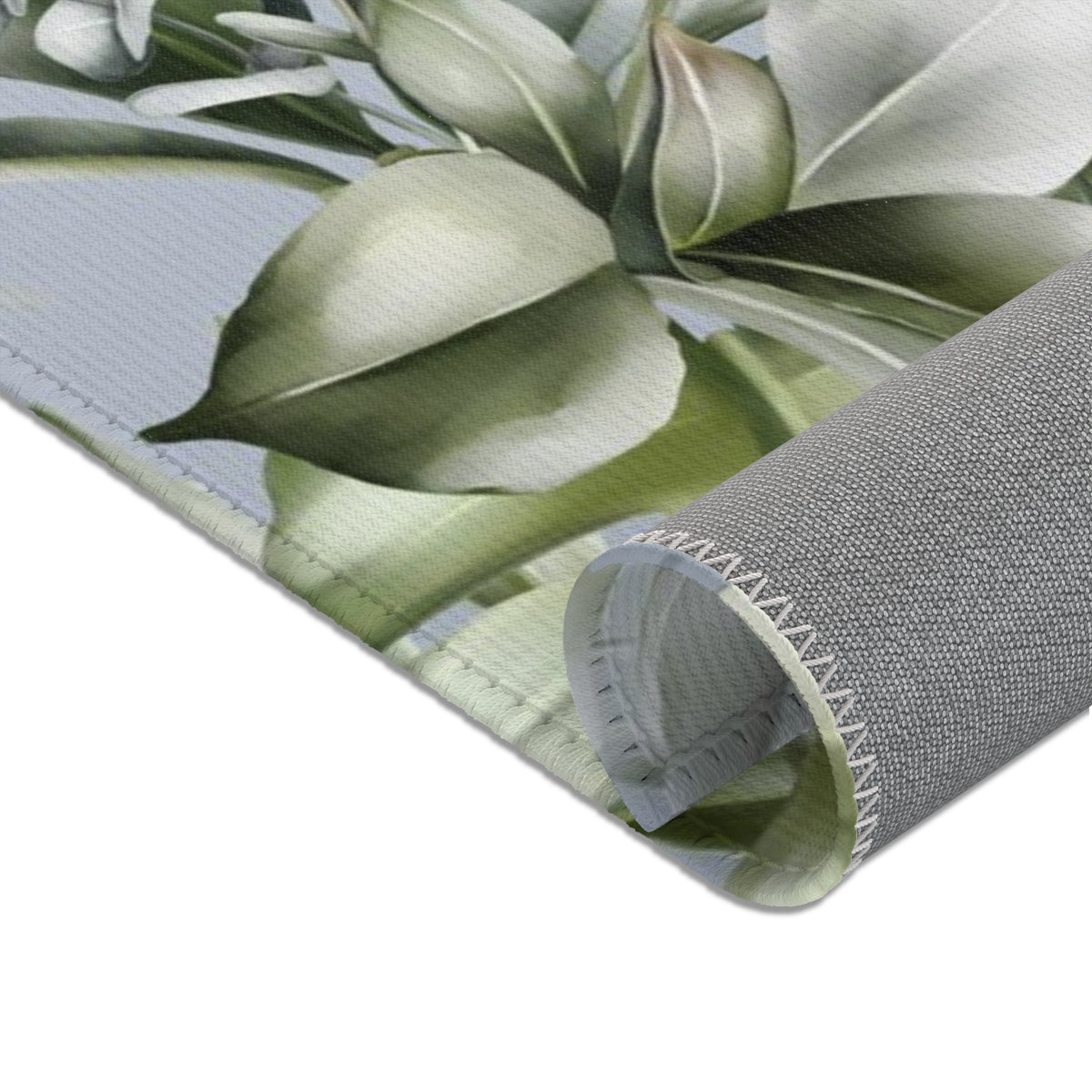 Floral Area Rug | Gray Green Jungle Leaves