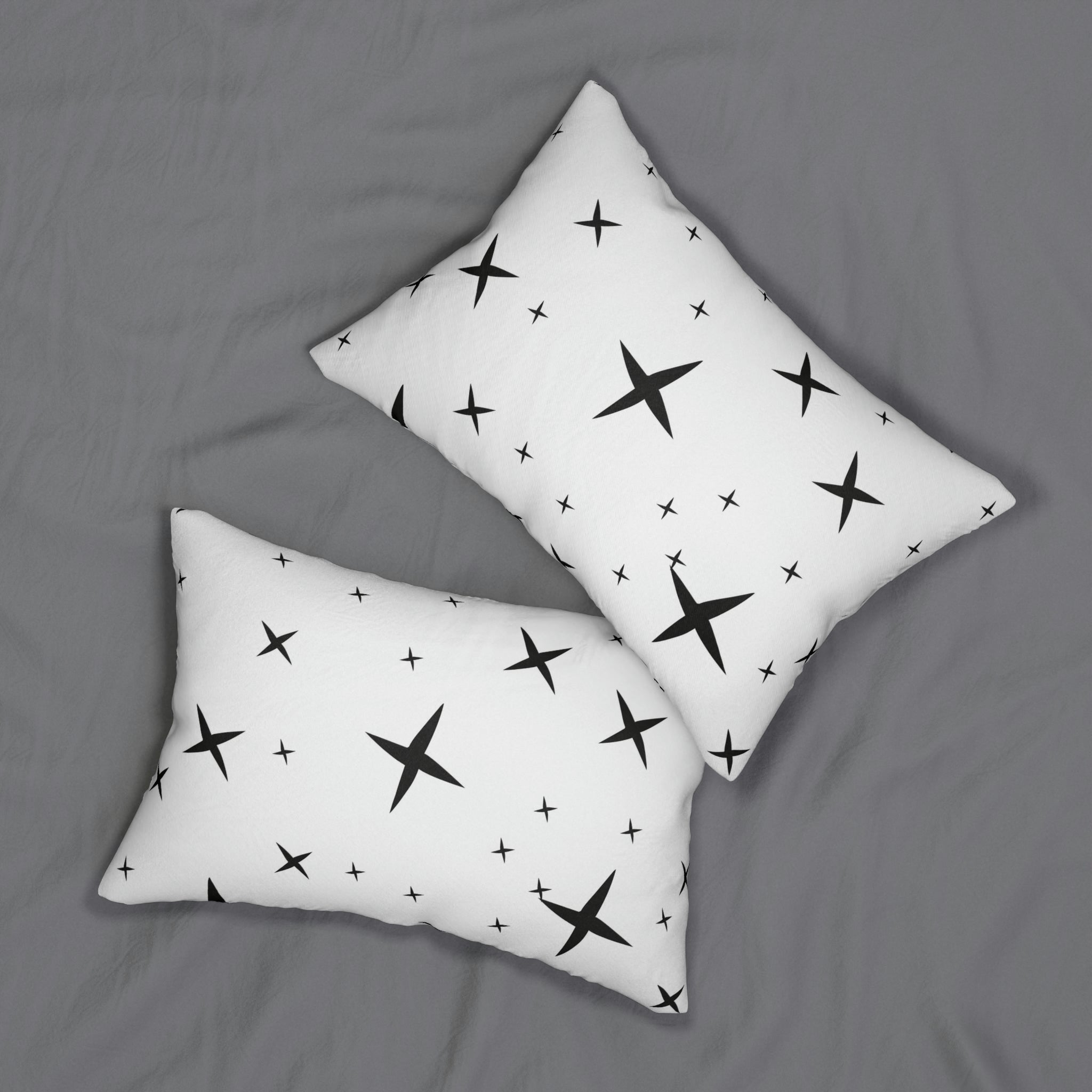 Minimalist Lumbar Pillow | White Black Atomic Stars
