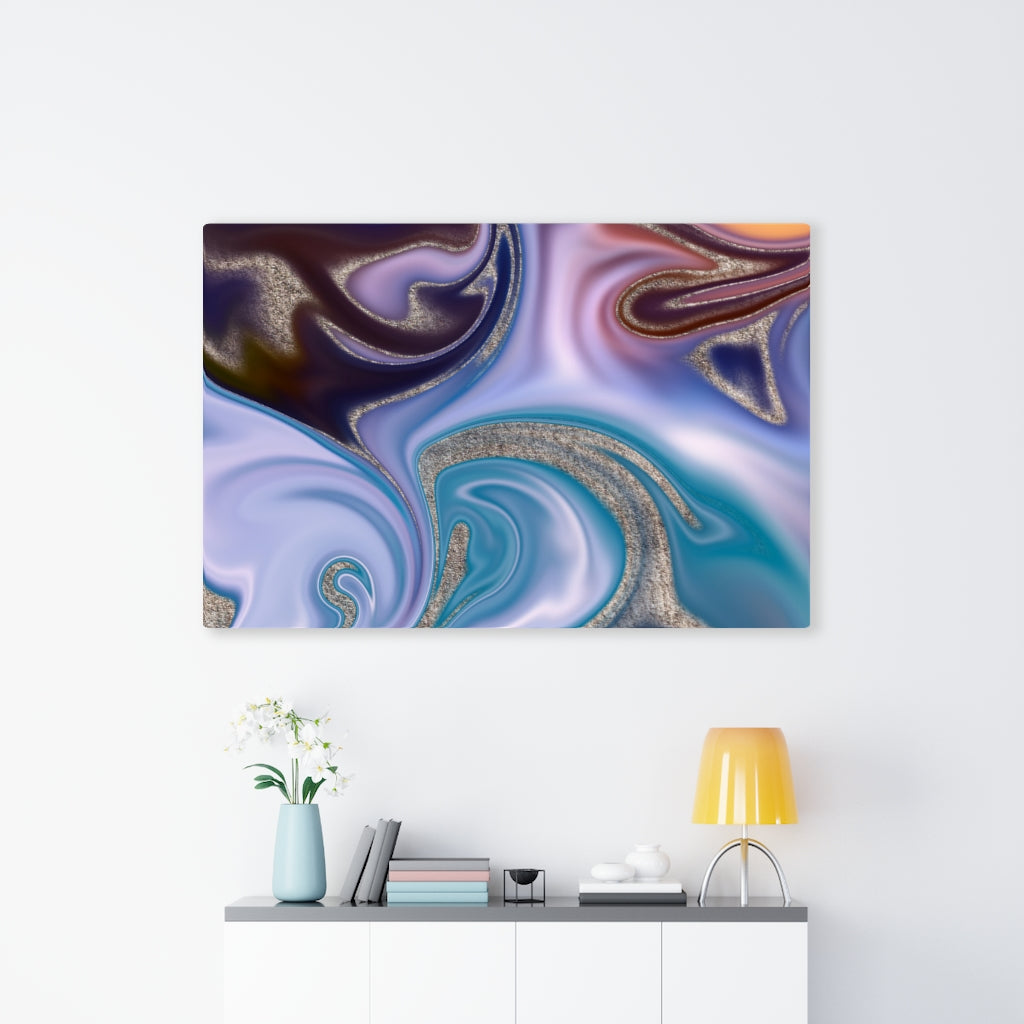 ABSTRACT WALL CANVAS ART | Purple Blue Silver