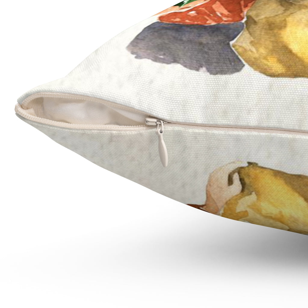 Floral Boho Pillow Cover | Beige Green Leaves