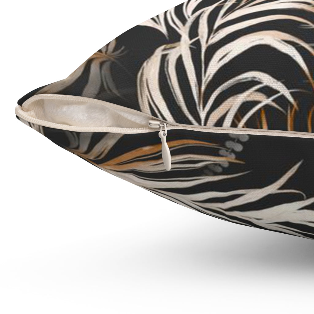 Floral Boho Pillow Cover | Tropical Black Rust Peach Flamingo