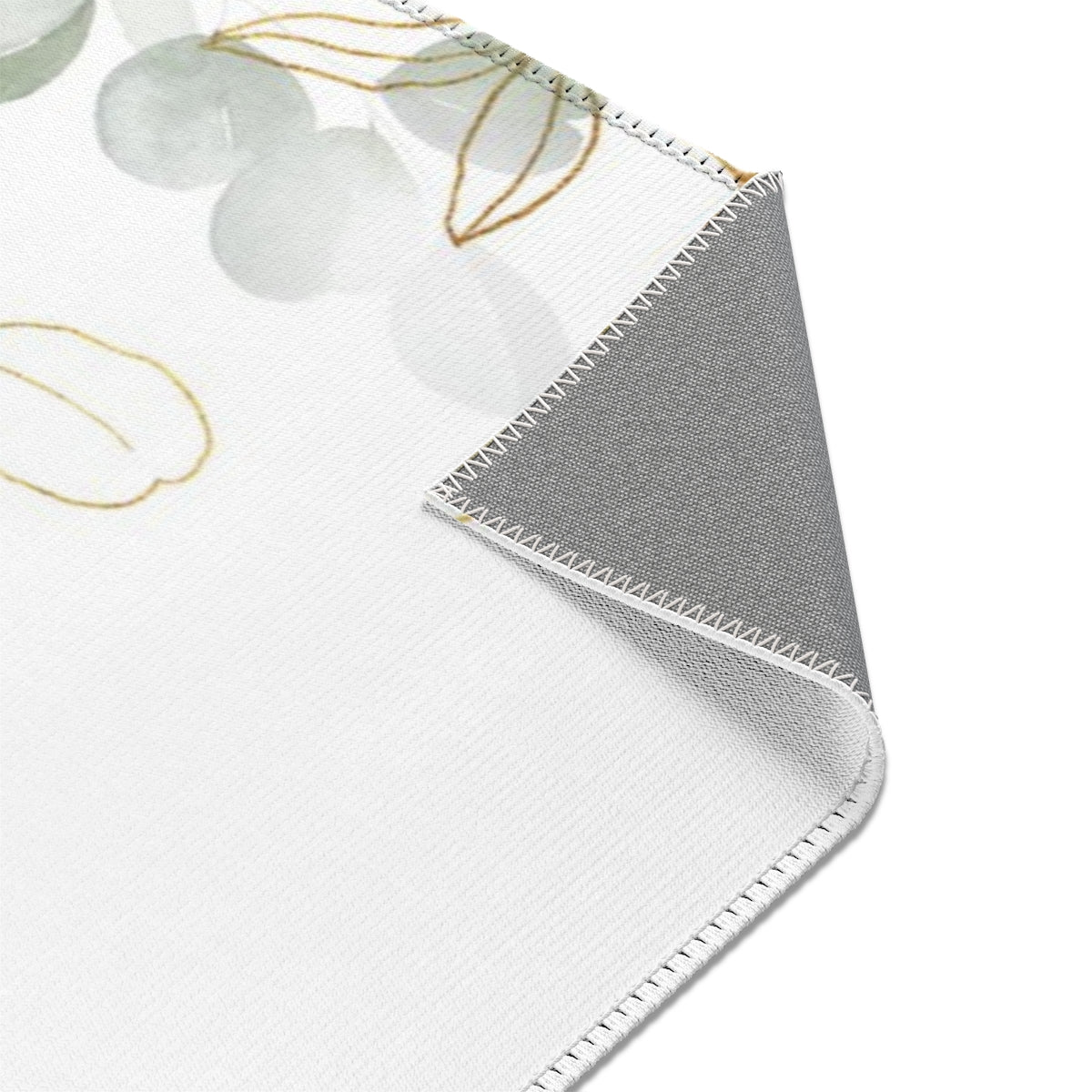 Floral Area Rug | White Green Eucalyptus Leaves