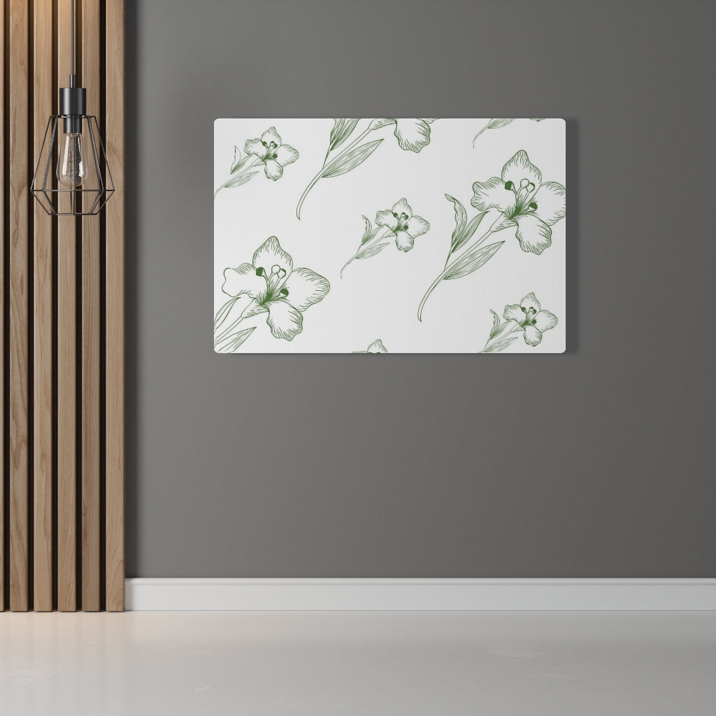 FLORAL WALL CANVAS ART | White Green