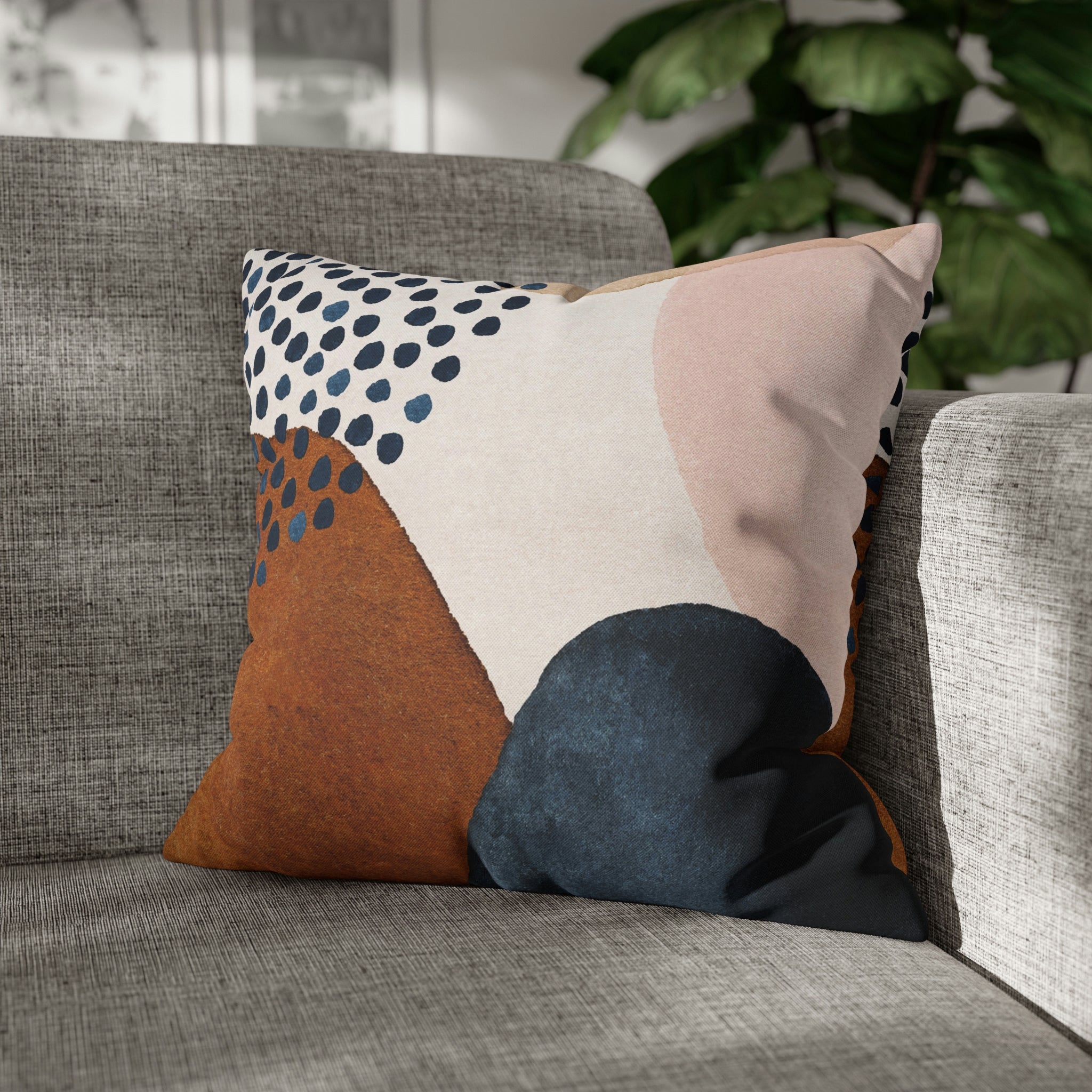 Abstract Boho Pillow Cover | Navy Blue Rustic Pink Blush Cream Gold