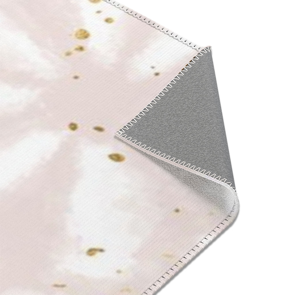 Boho Area Rug | Blush Pink White Gold