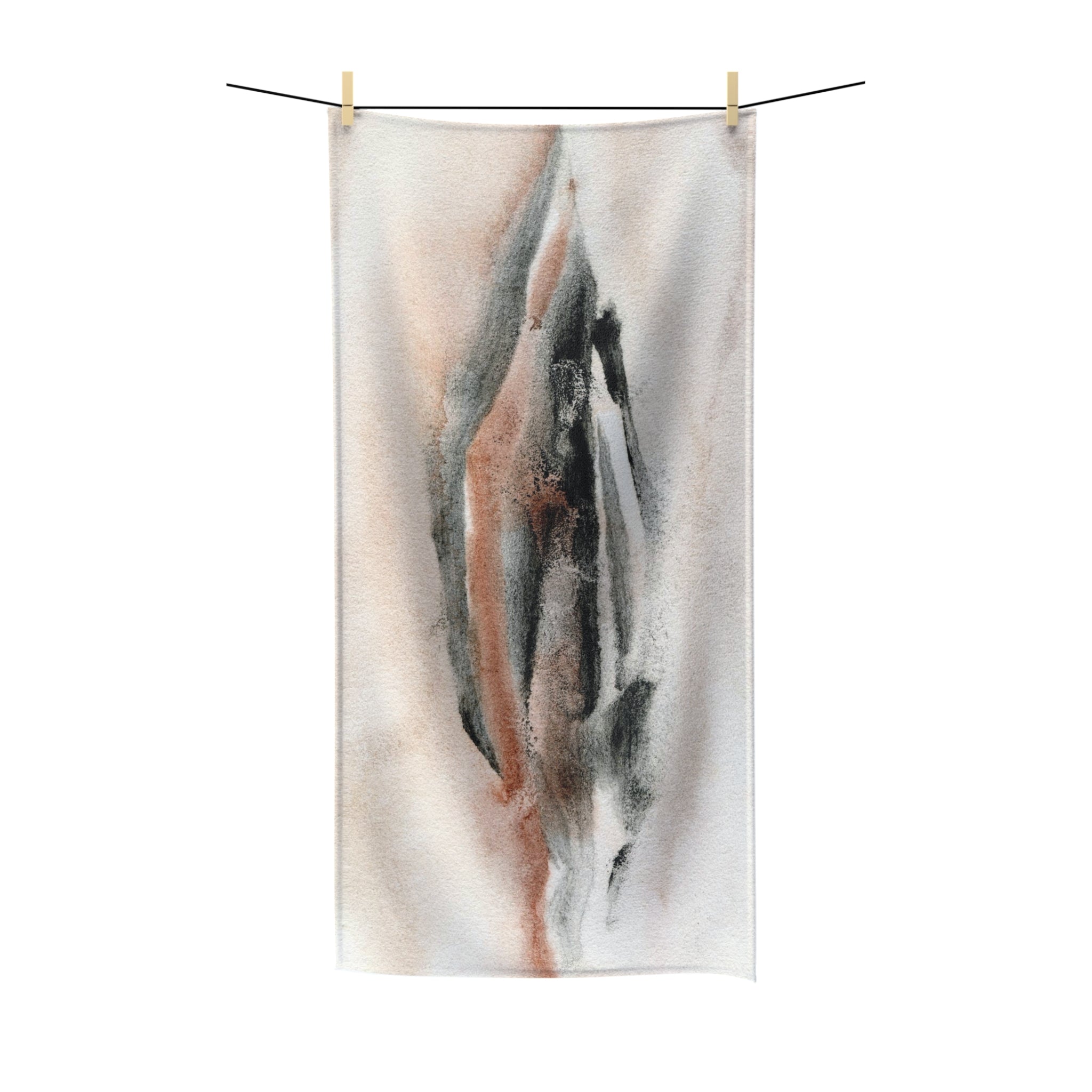 Boho Bath Towel | Beige Brown Black Earthy