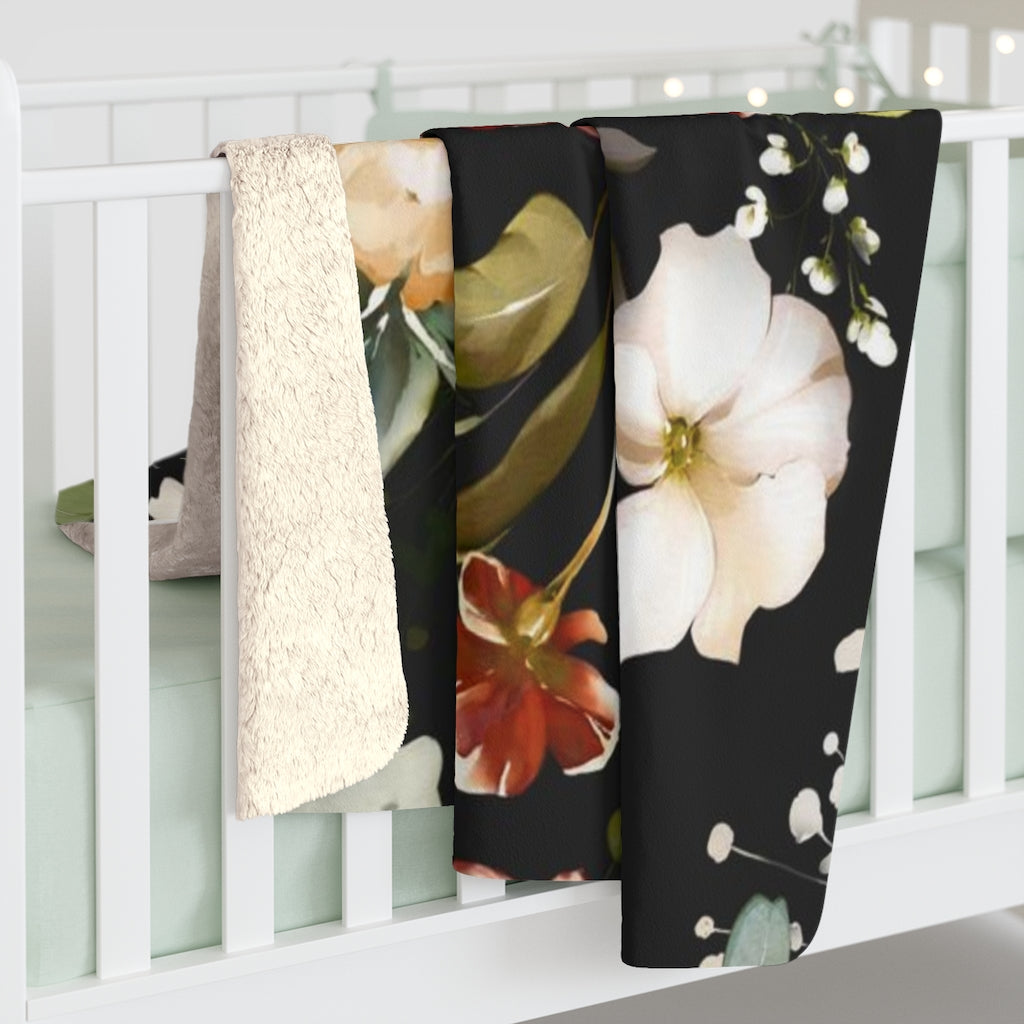 Floral Comfy Blanket | Red Black Flowers