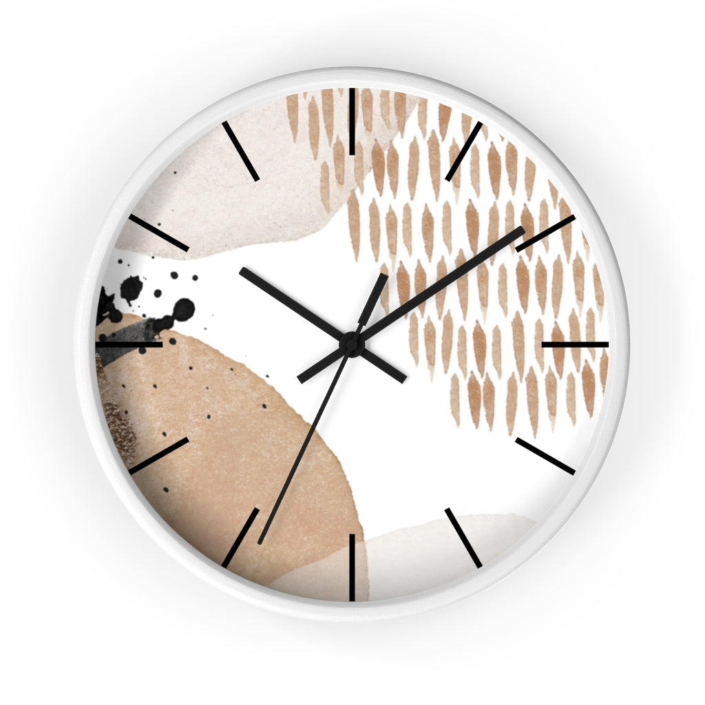 Wood, Wall Clock, Beige Black 10"