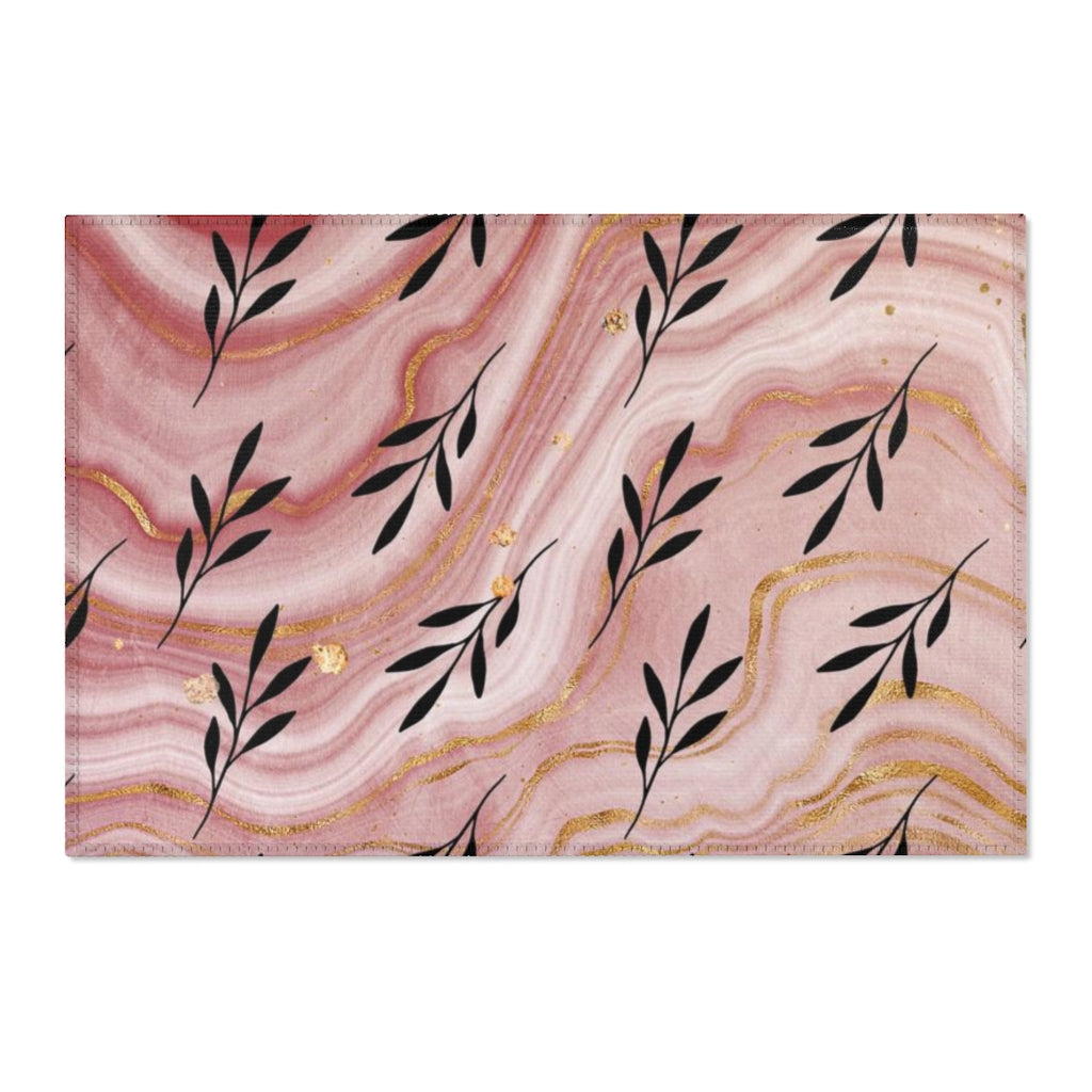Floral Area Rug | Mauve black Gold Beige