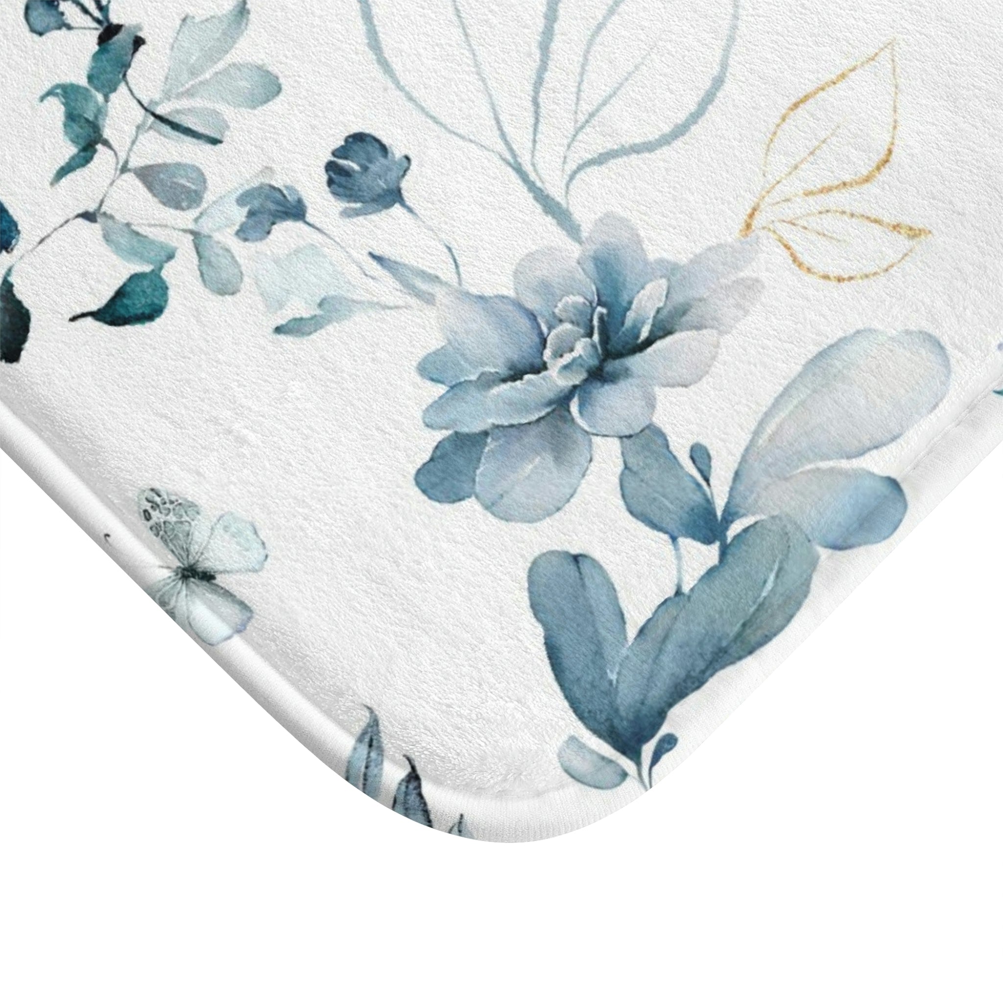 Boho Bath, Kitchen Mat | Floral Navy Blue Peonies