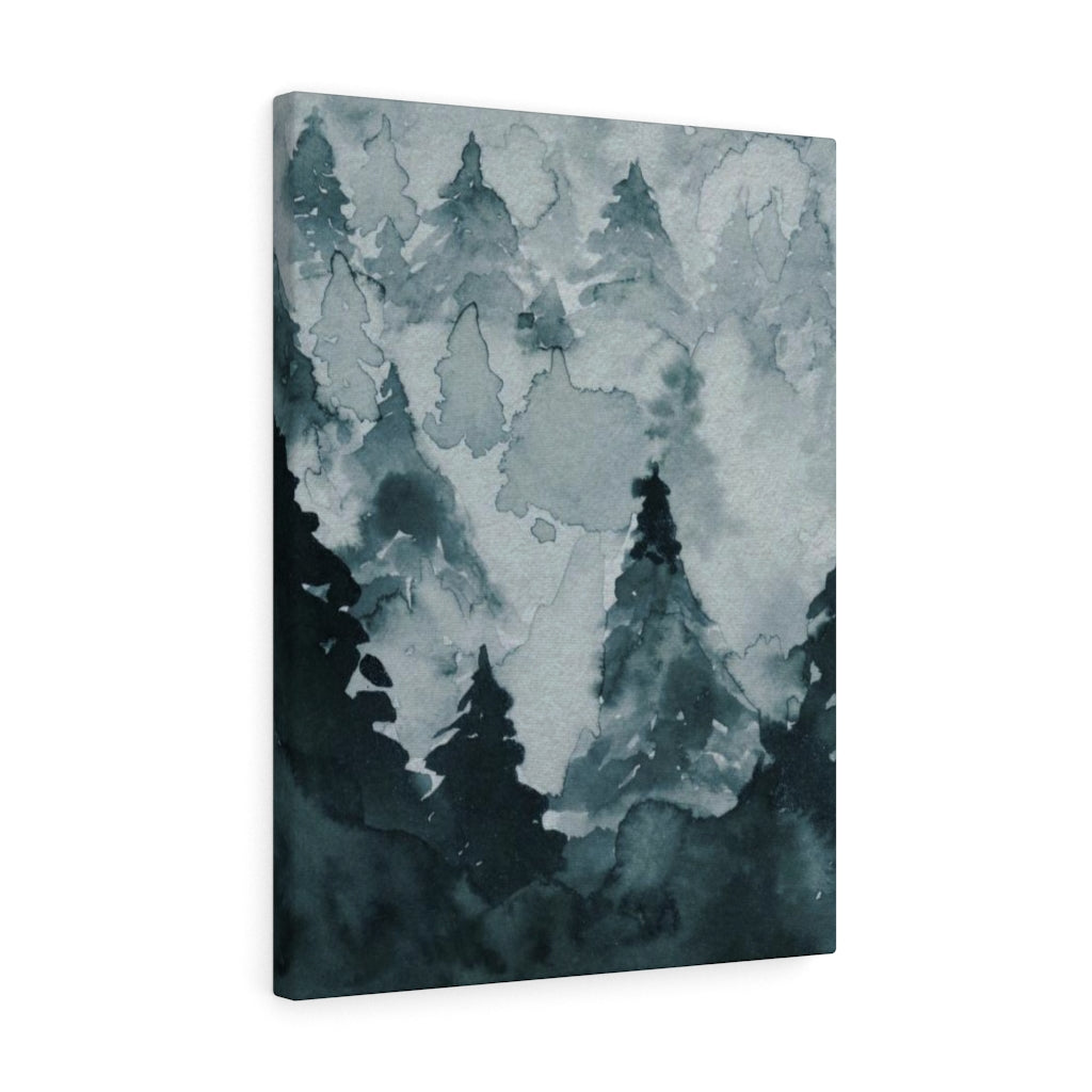 FLORAL WALL CANVAS ART | Indigo Blue Watercolor Forest