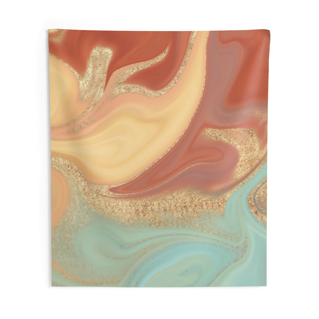 Abstract Tapestry | Teal Gold Rust