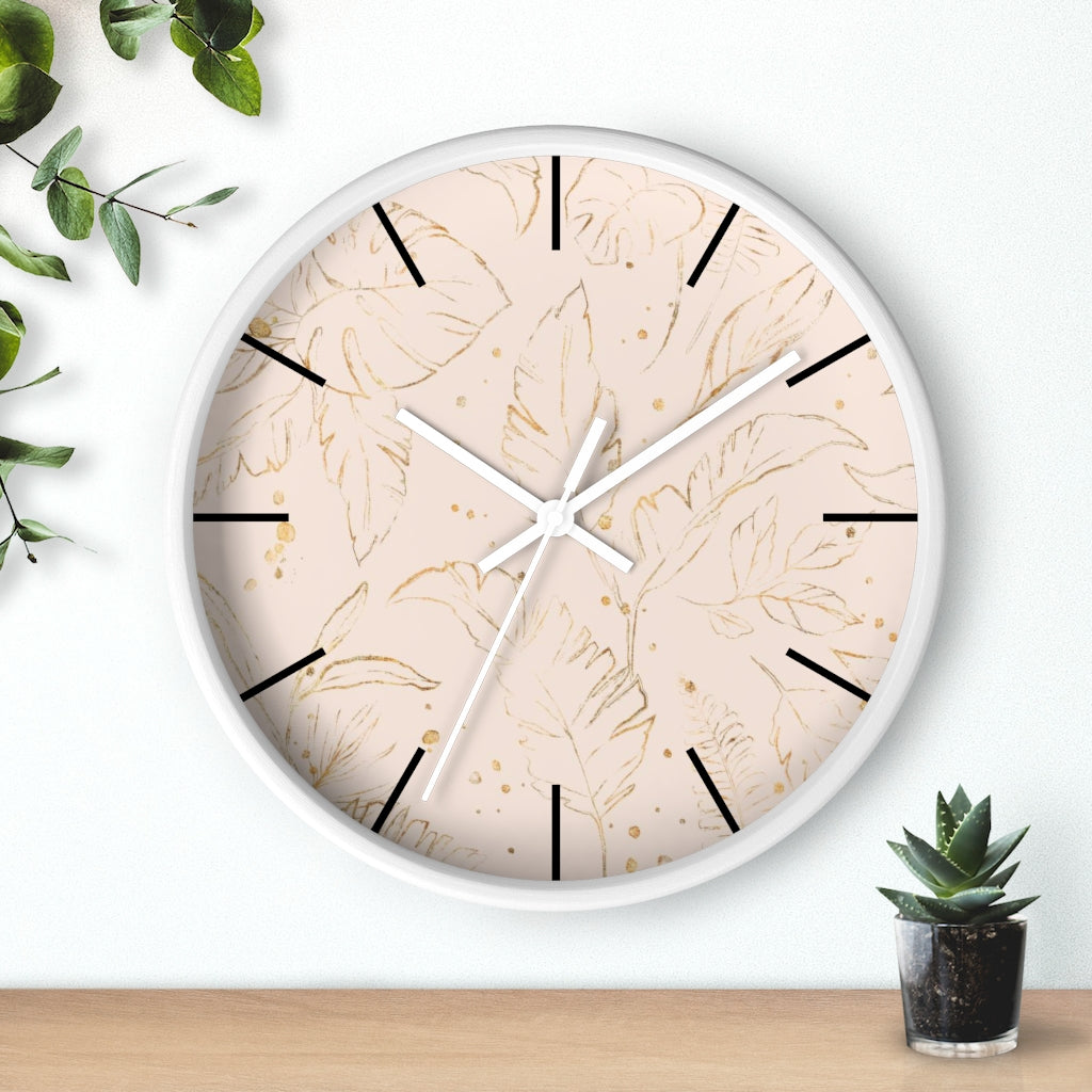 Floral 10" Wood Wall Clock | Blush Pink Gold