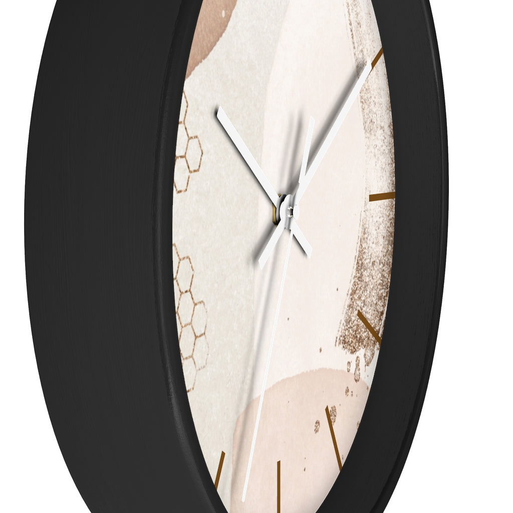 Wood, Wall Clock, Beige and Ivory 10"