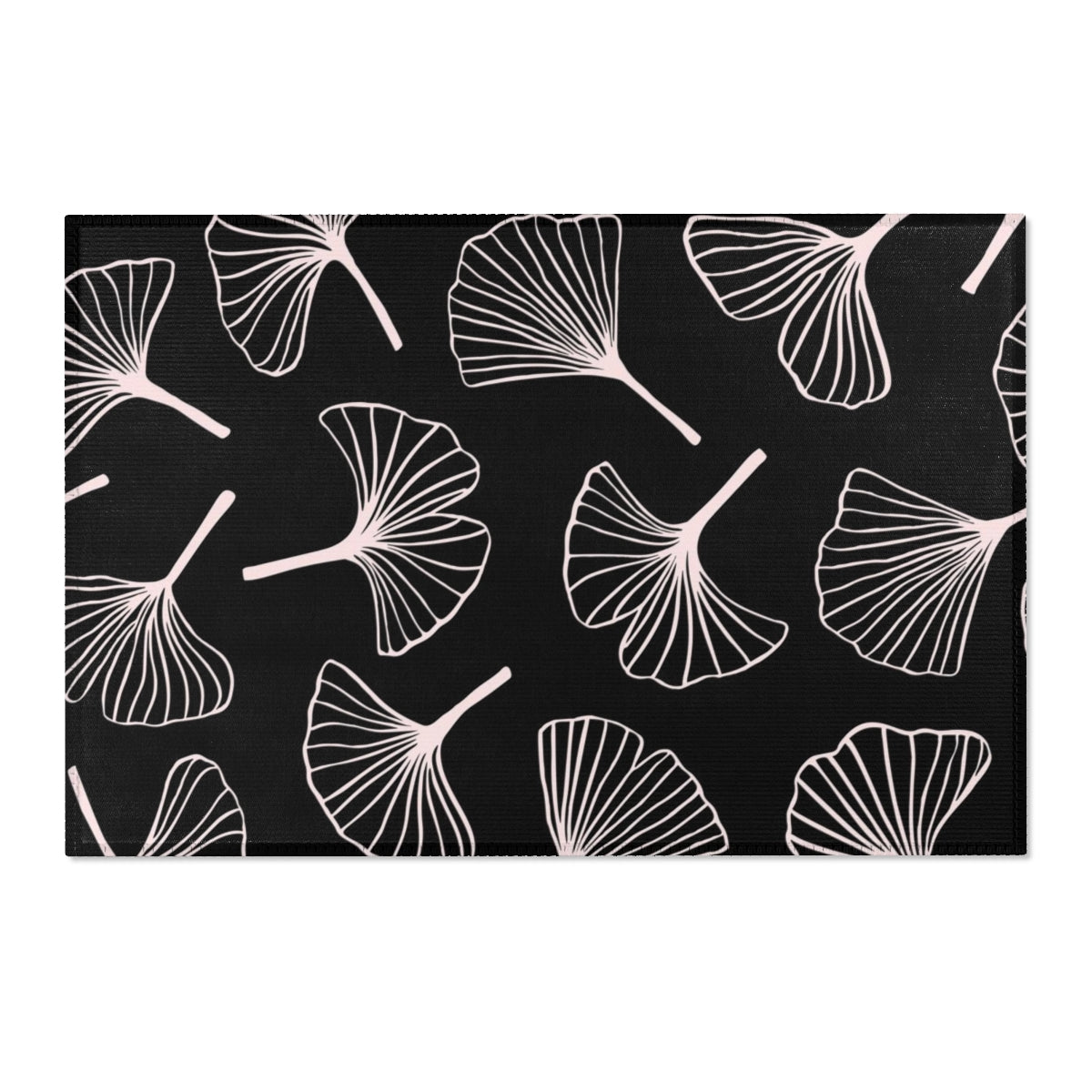 Ginkgo Floral Area Rug | Black Blush Pink