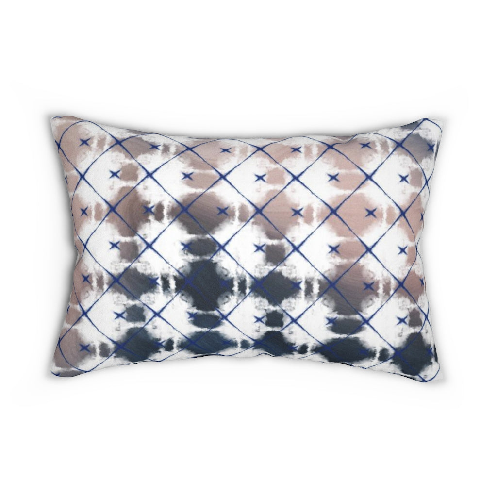Abstract Boho Lumbar Pillow | Blush Pink White Blue