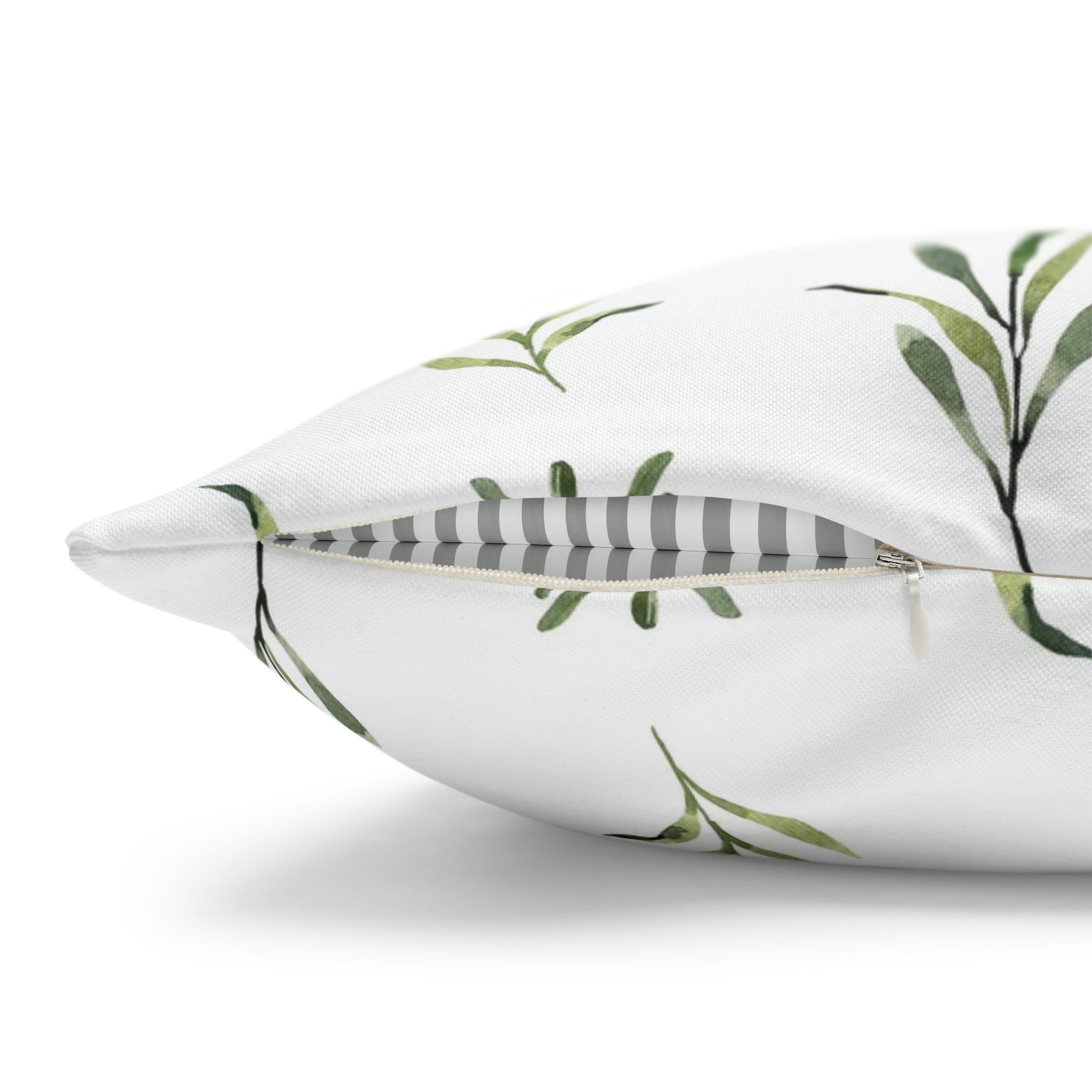 Floral Pillow Cover | Sage Green Leaves, White