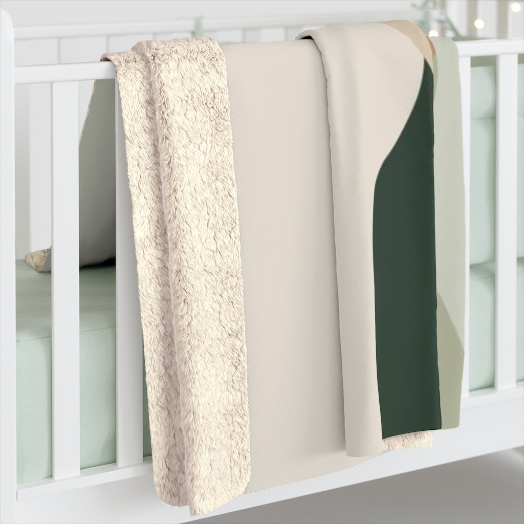 Abstract Boho Comfy Blanket | Biege Green Cream