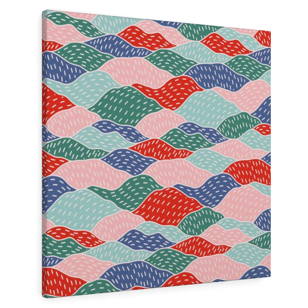 Abstract Canvas Art | Red Green Blue Hills