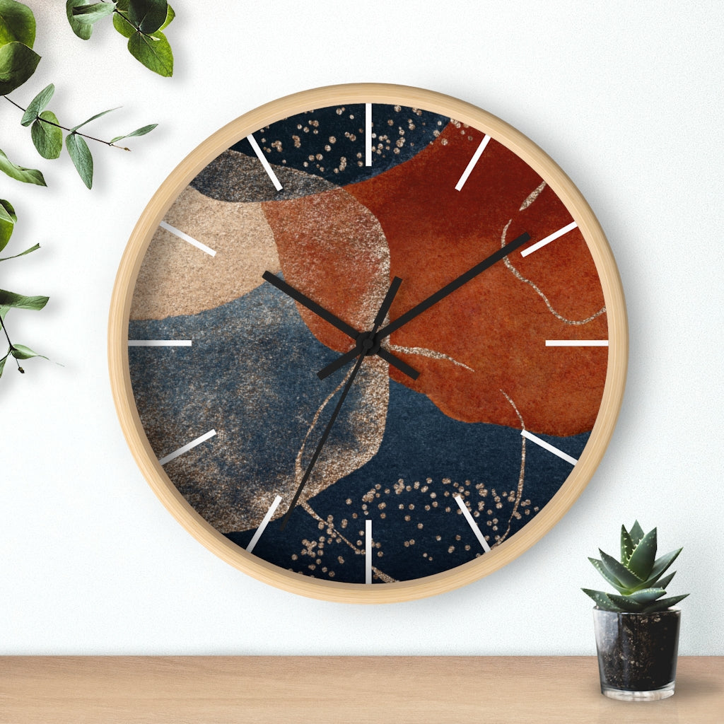 Wood, Wall Clock, Navy Rust 10"