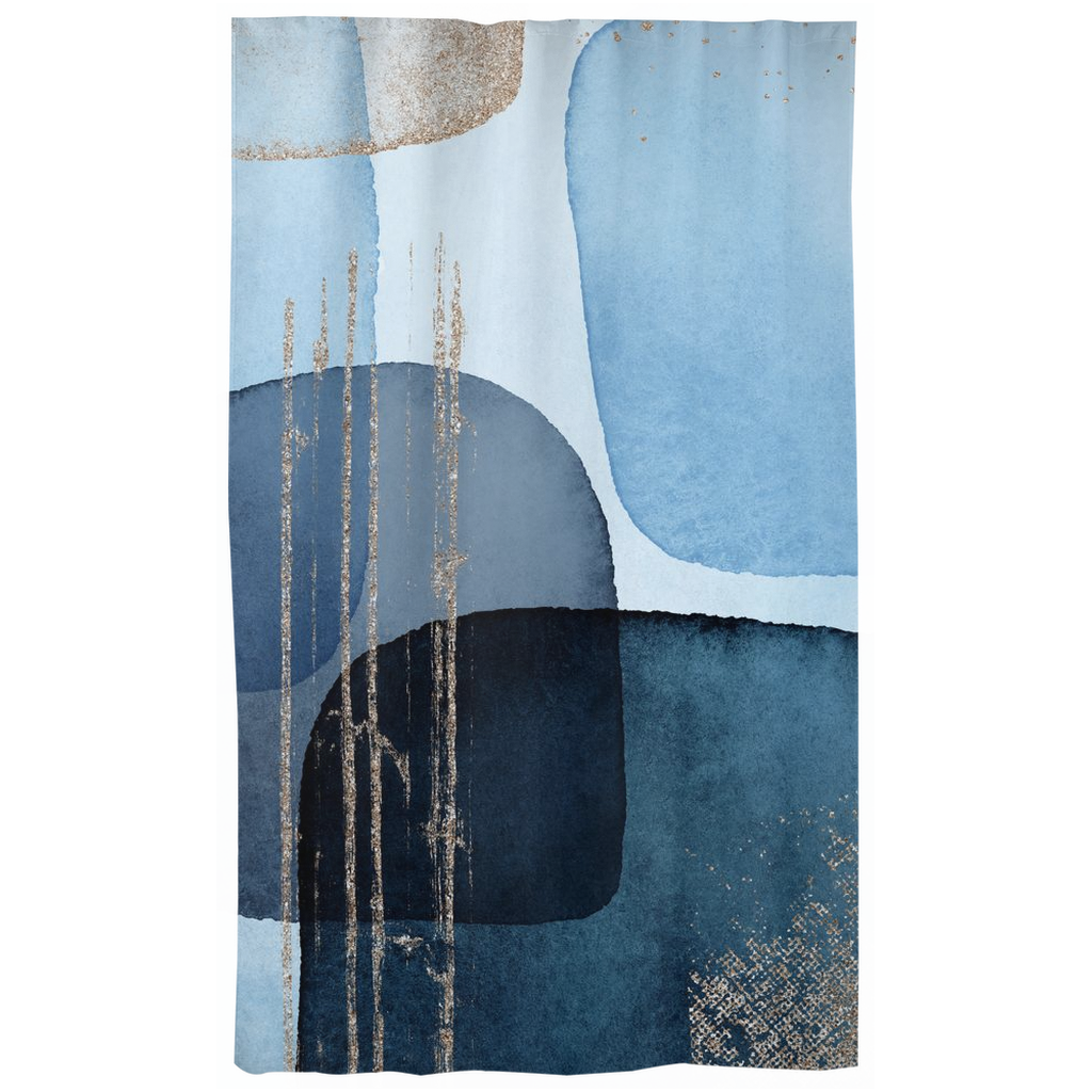 Window Curtains | Navy Blue Beige | Abstract Geometric