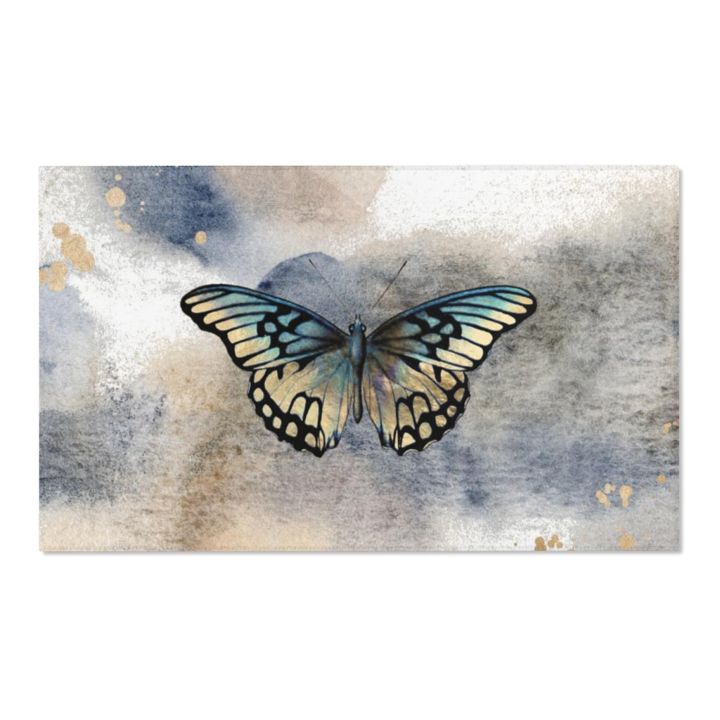 Abstract Area Rug | Butterfly Navy Beige Ombre