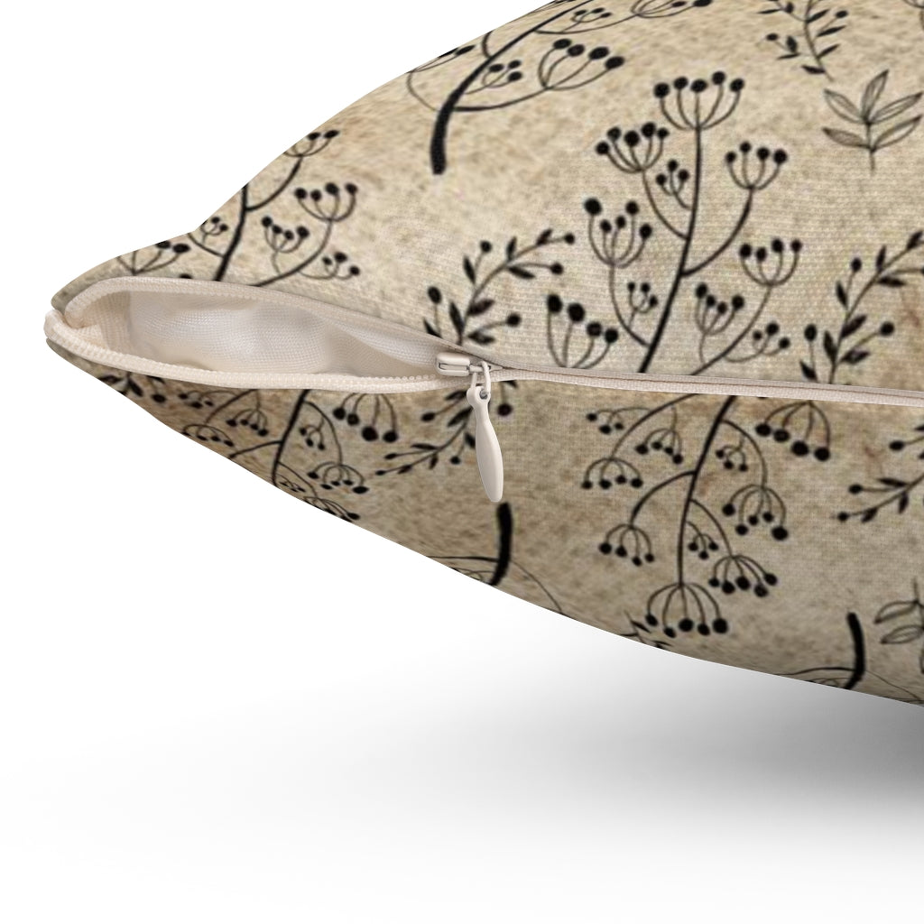 Floral Boho Pillow Cover | Beige One Line Art Flowers