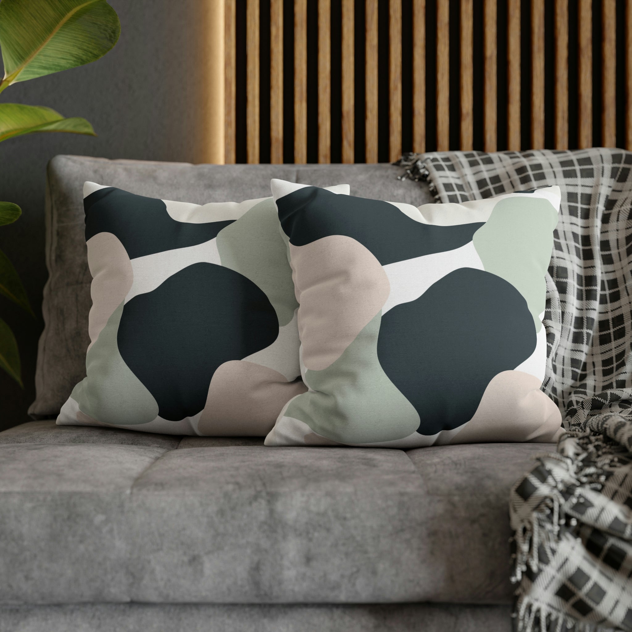 Abstract Pillow Cover | Sage Green, Blush Pink