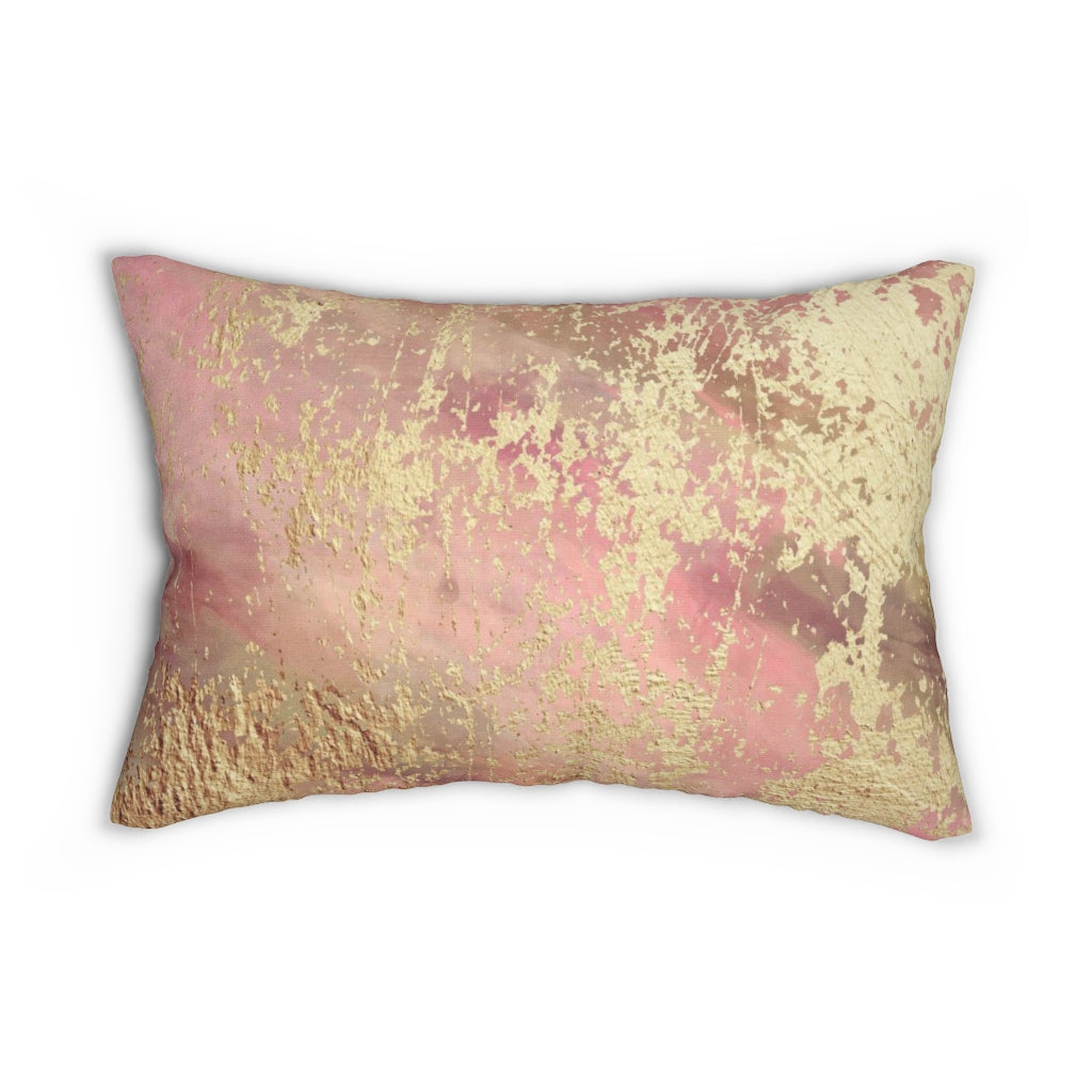 Abstract Boho Lumbar Pillow | Rustic Blush Pink