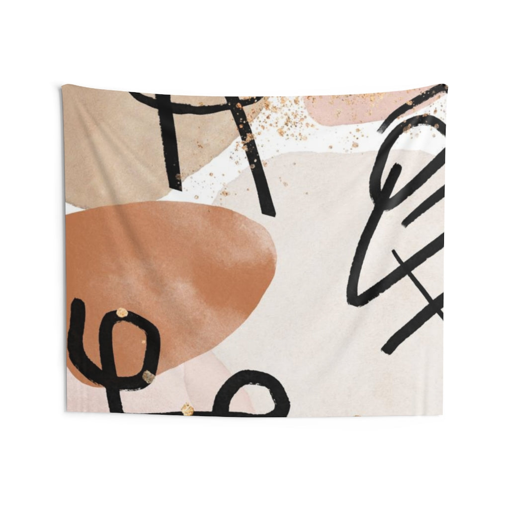 Abstract Tapestry | Beige Rust Black Blush Pink