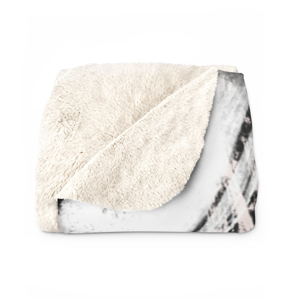 Cozy Comfy Abstract Blankets, Black Blush Pink, Brush Strokes