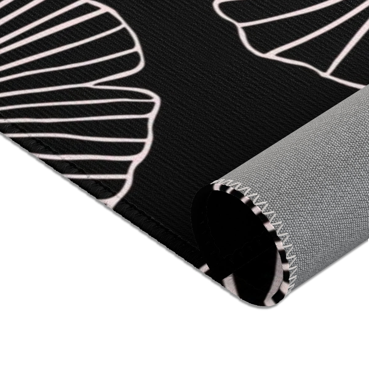 Ginkgo Floral Area Rug | Black Blush Pink