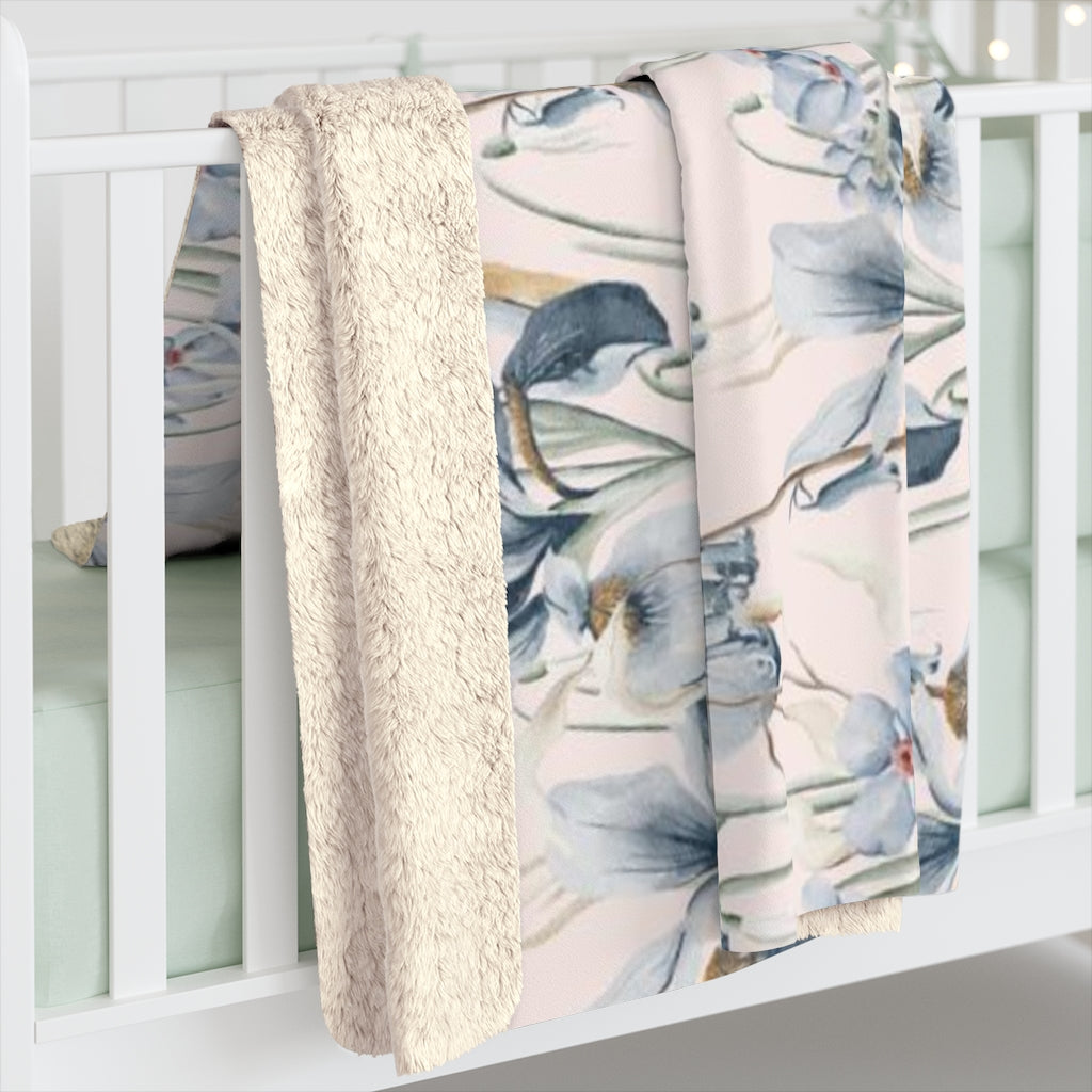Floral Comfy Blanket | Blush Pink Blue Flowers
