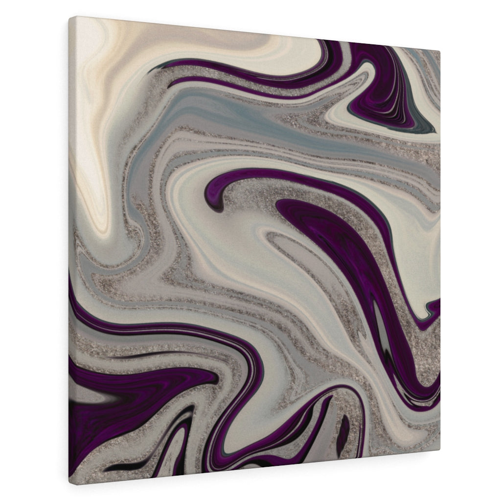 ABSTRACT WALL CANVAS ART | Purple Grey Silver