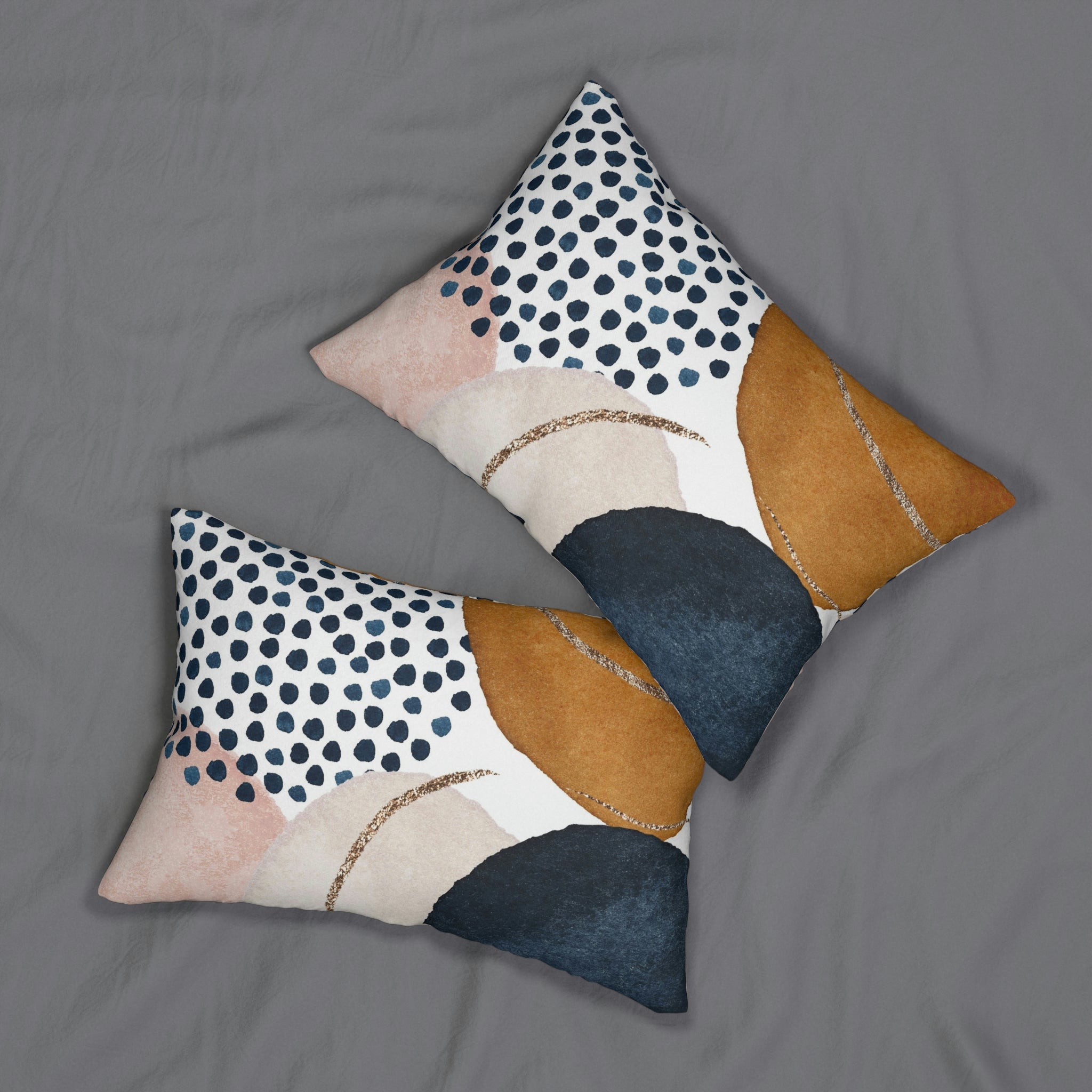 Abstract Lumbar Pillow | Navy Blue Rust