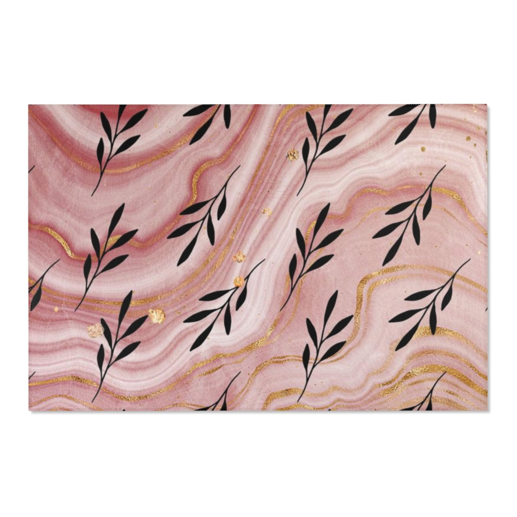 Floral Area Rug | Mauve black Gold Beige