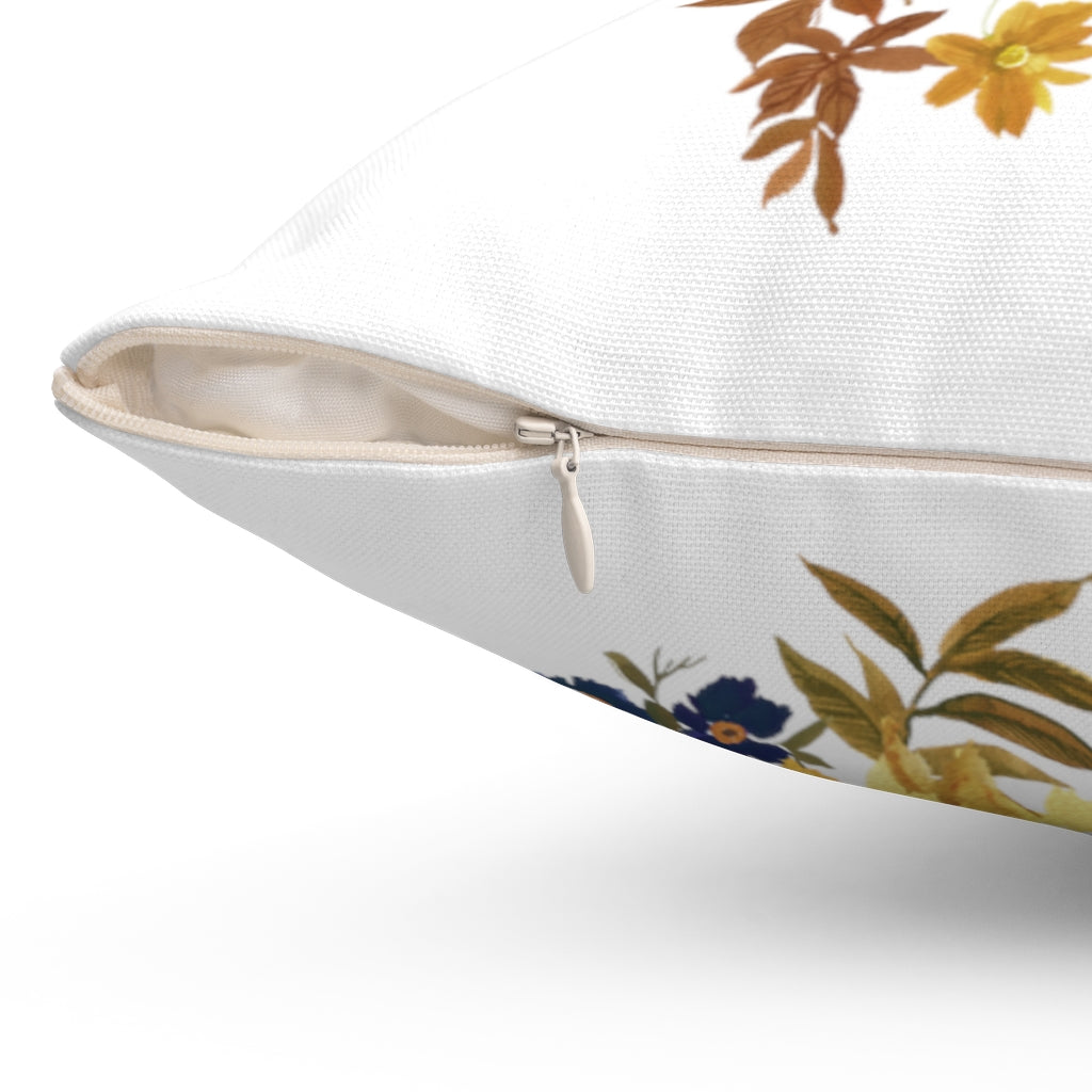 Floral Boho Pillow Cover | Yellow Sunflowers Navy White