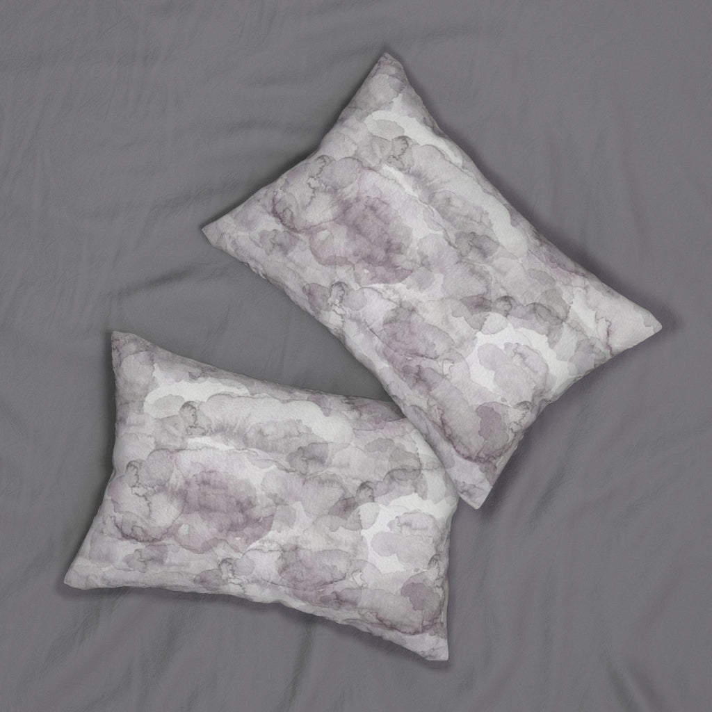 Abstract Boho Lumbar Pillow | Lavender Grey White