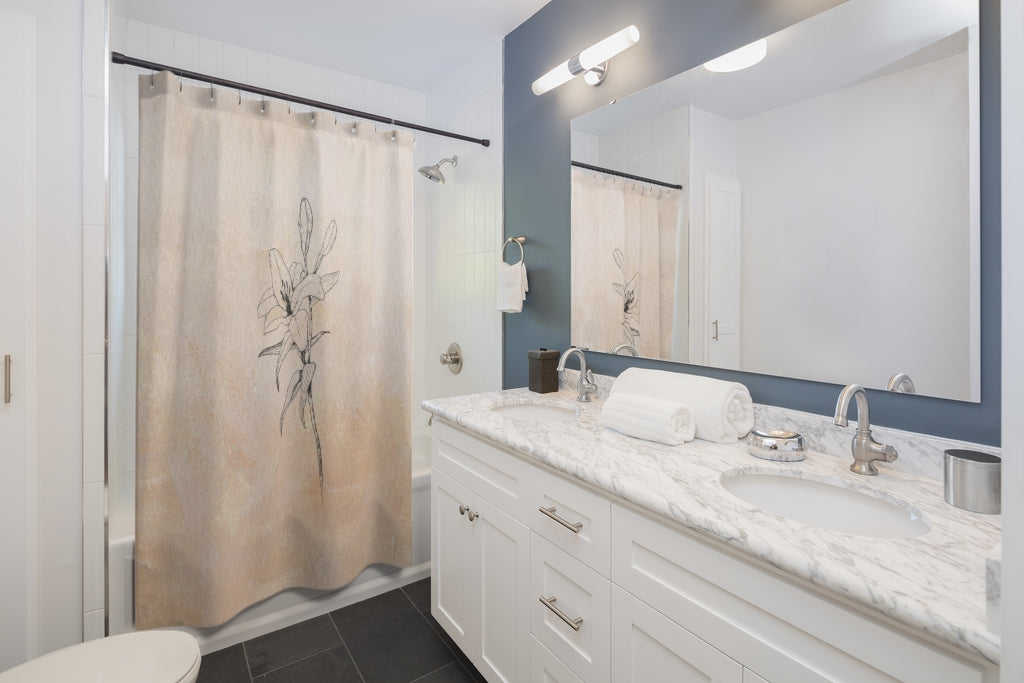 Terracotta Shower Curtain | Beige Cream Floral