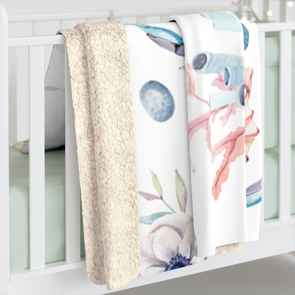 Ocean Scene, Blue Crabs, Sea horse Coral Blanket