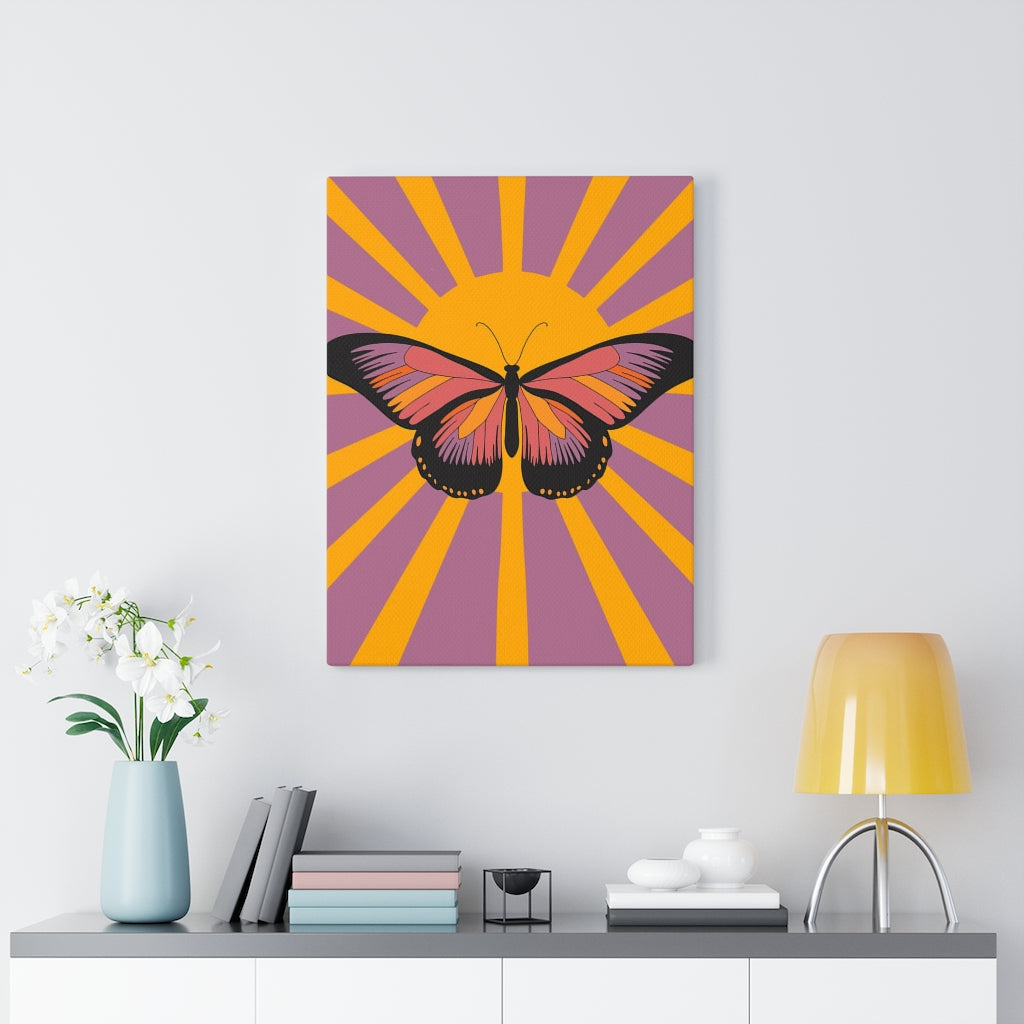 RETRO WALL CANVAS ART | Orange Purple Butterfly