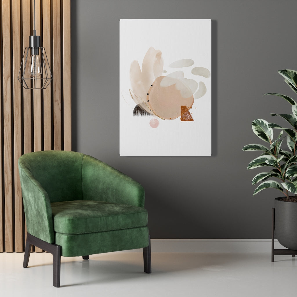 Abstract Canvas Art | White Beige Blush Pink