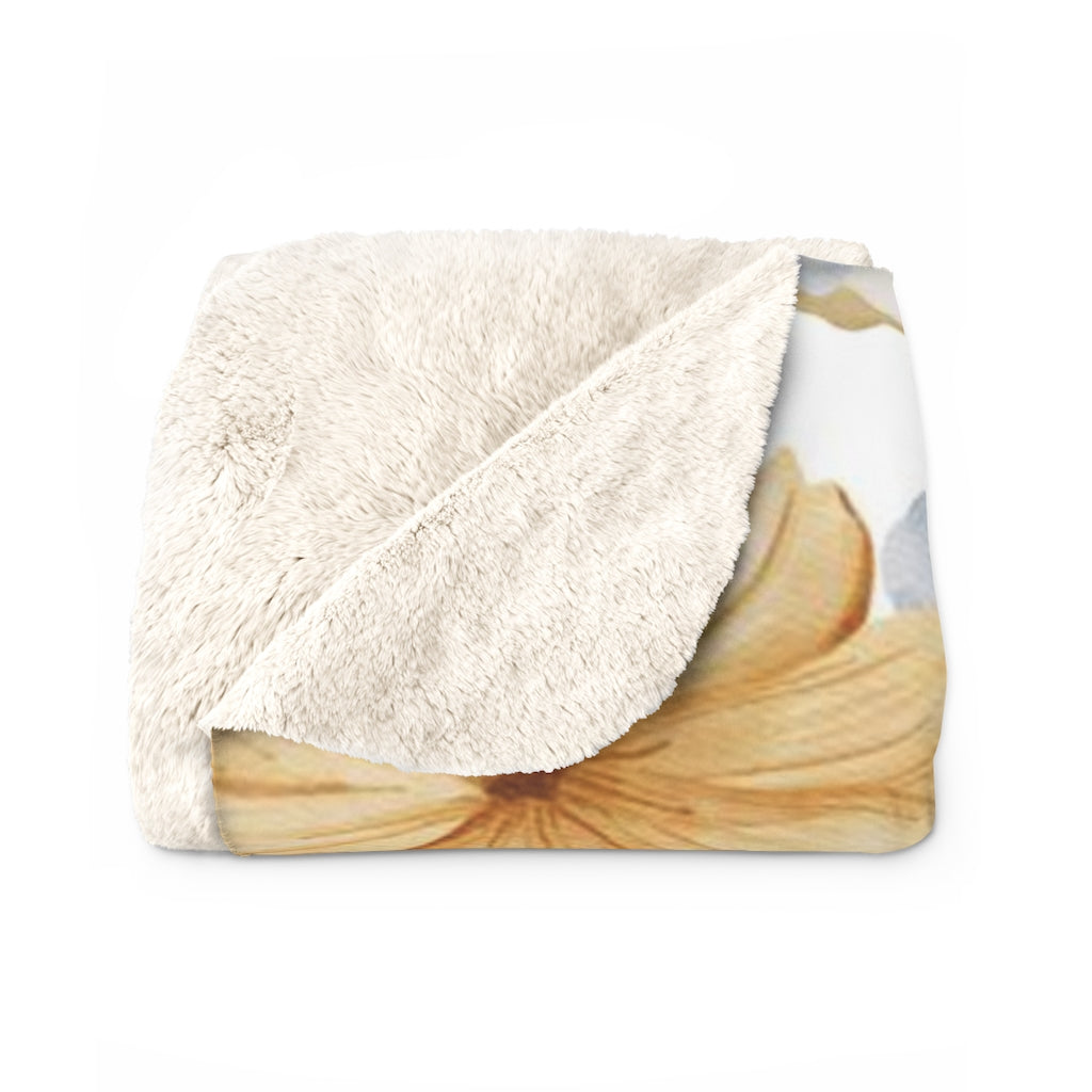 Floral Comfy Blanket | Blue White Butterflies