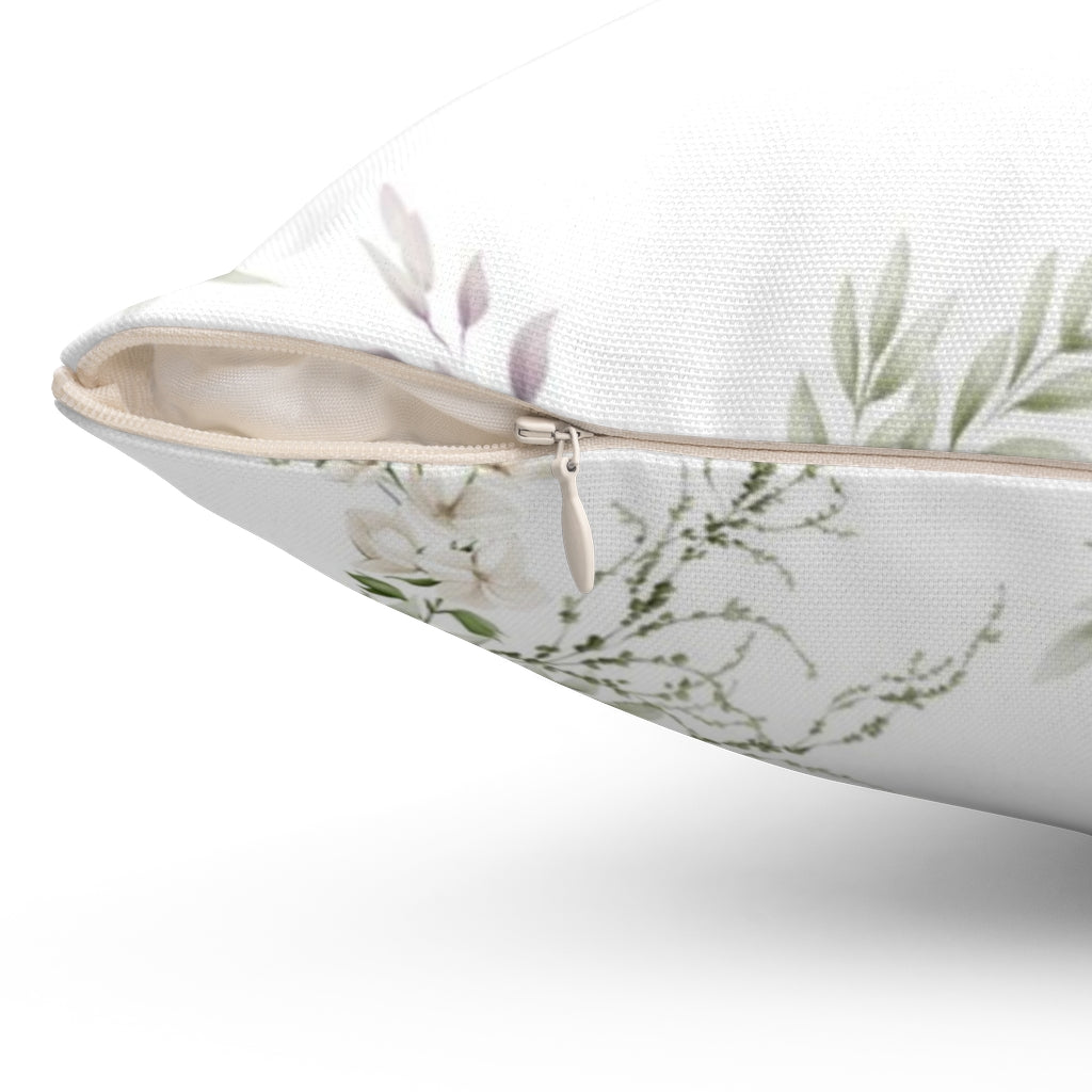 Floral Pillow Cover | White Green